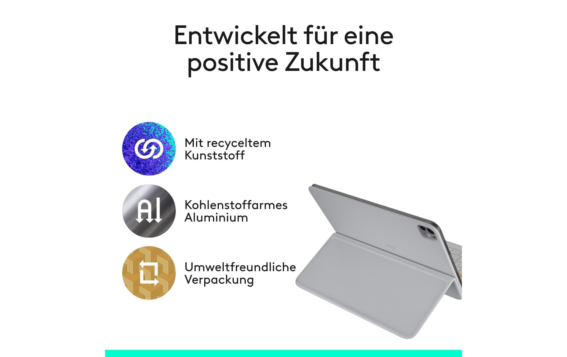 Logitech Tastatur-Case für iPad Pro & Air 11", iPad Air 10,9" (5. Gen.) – Bluetooth, QWERTZ (CH) – Hellgrau