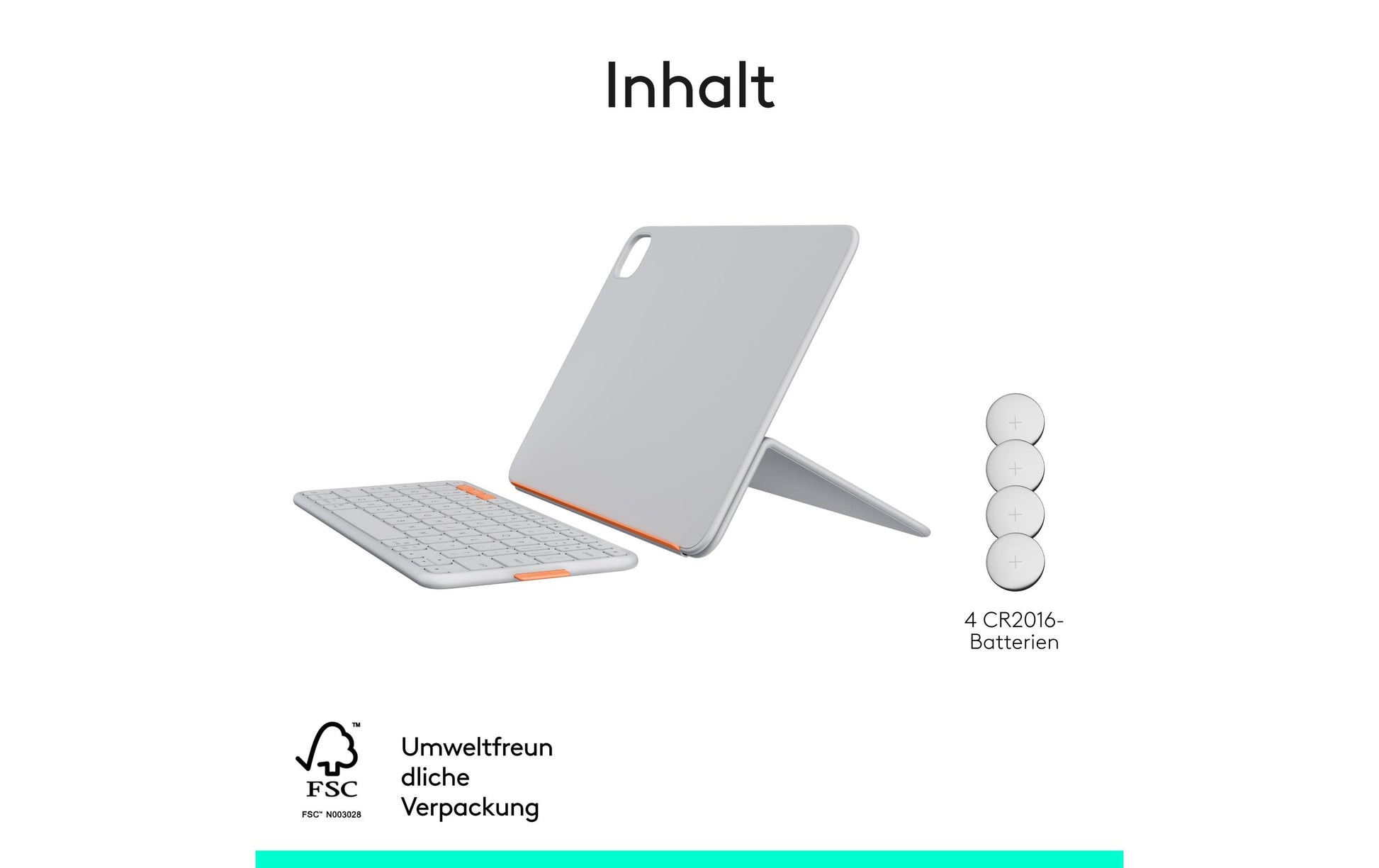 Logitech Tastatur-Case für iPad Pro & Air 11", iPad Air 10,9" (5. Gen.) – Bluetooth, QWERTZ (CH) – Hellgrau