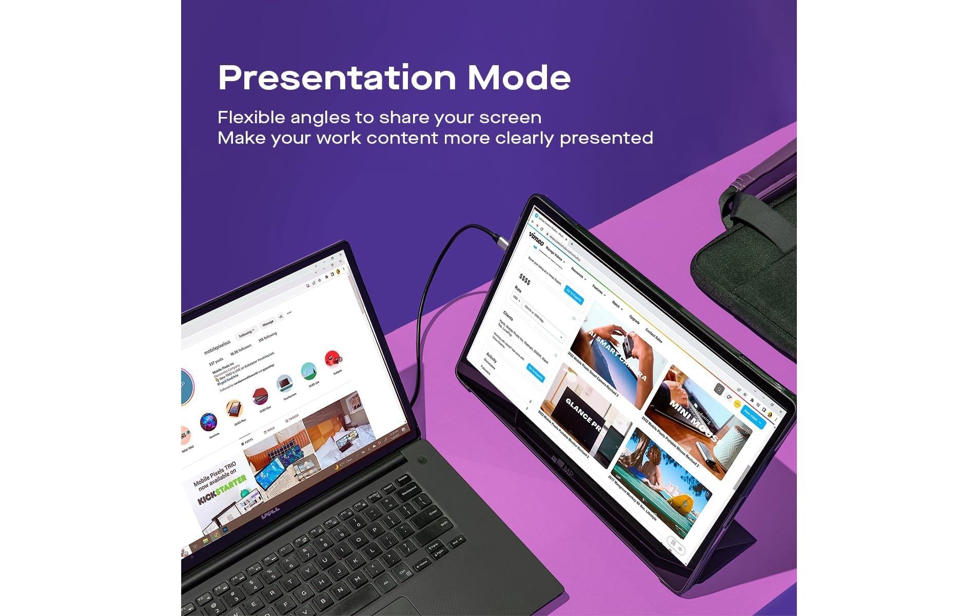 Mobile Pixels Glance Plus – Portabler Monitor, 15,6", OLED, Touch, 60 Hz, 360 cd/m², USB-C, Mini-HDMI, Schwarz