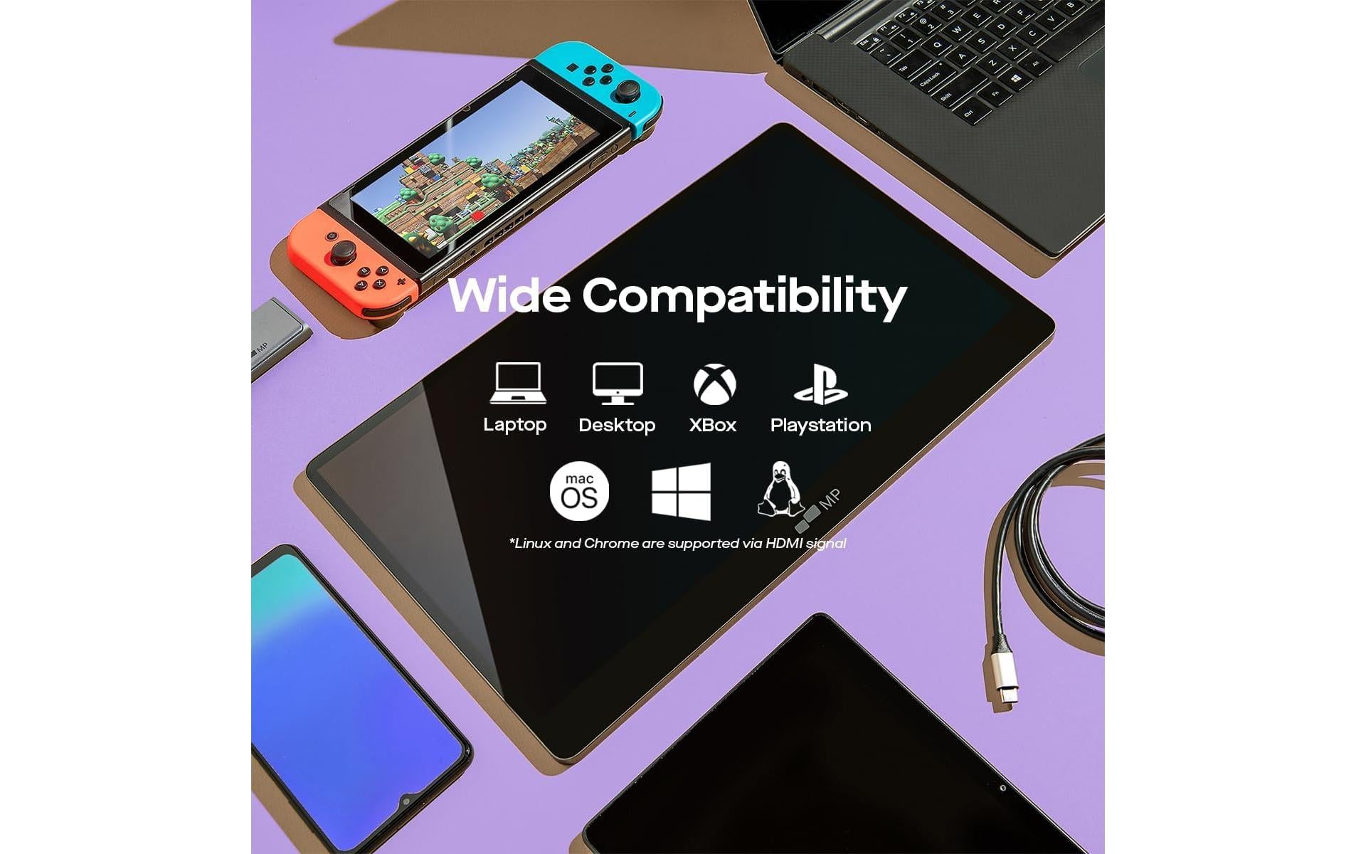 Mobile Pixels Glance Plus – Portabler Monitor, 15,6", OLED, Touch, 60 Hz, 360 cd/m², USB-C, Mini-HDMI, Schwarz