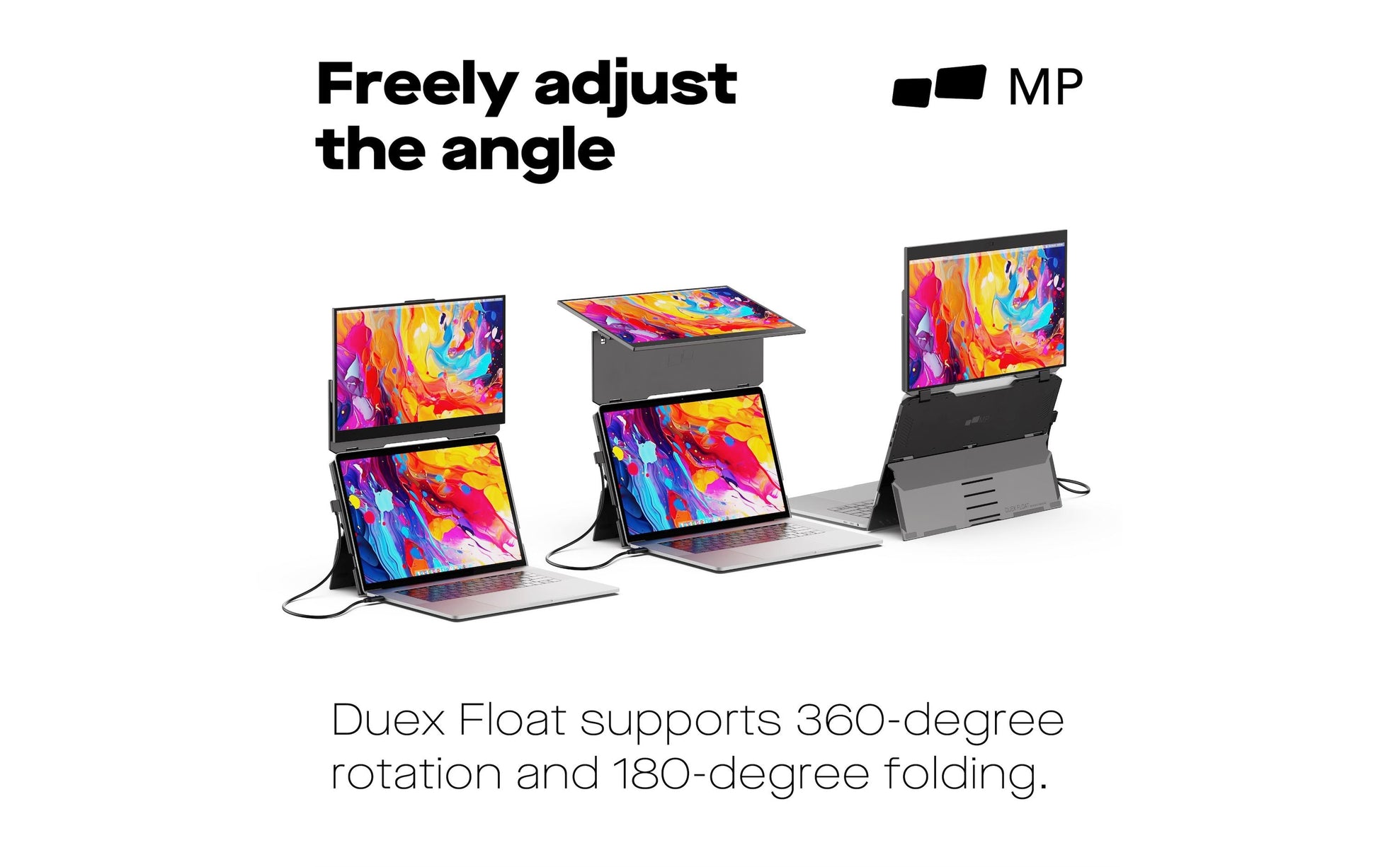Mobile Pixels Duex Float – Portabler Monitor, 15,6", IPS, Touch, 60 Hz, 250 cd/m², USB-C, HDMI, Schwarz