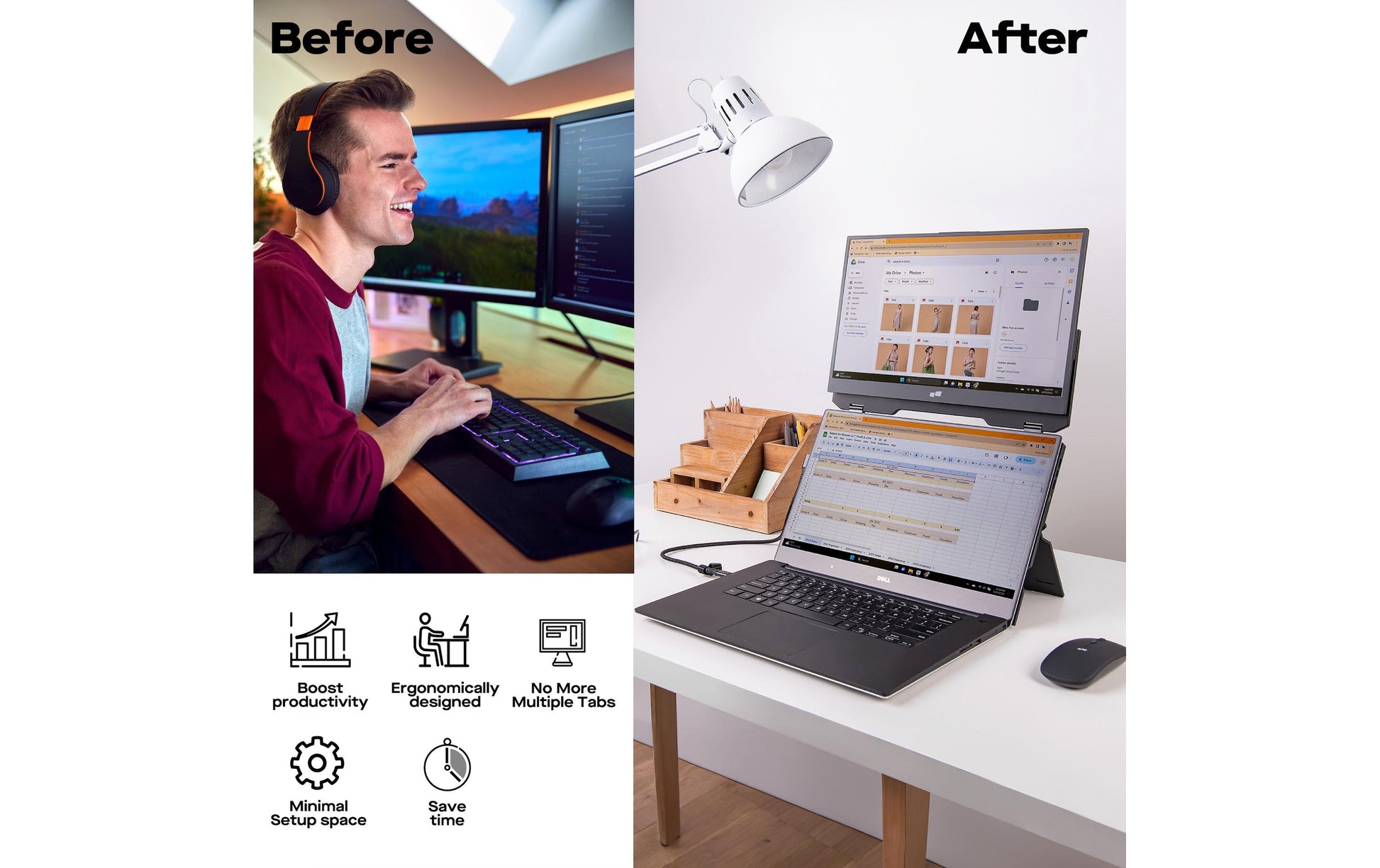 Mobile Pixels Duex Float – Portabler Monitor, 15,6", IPS, Touch, 60 Hz, 250 cd/m², USB-C, HDMI, Schwarz