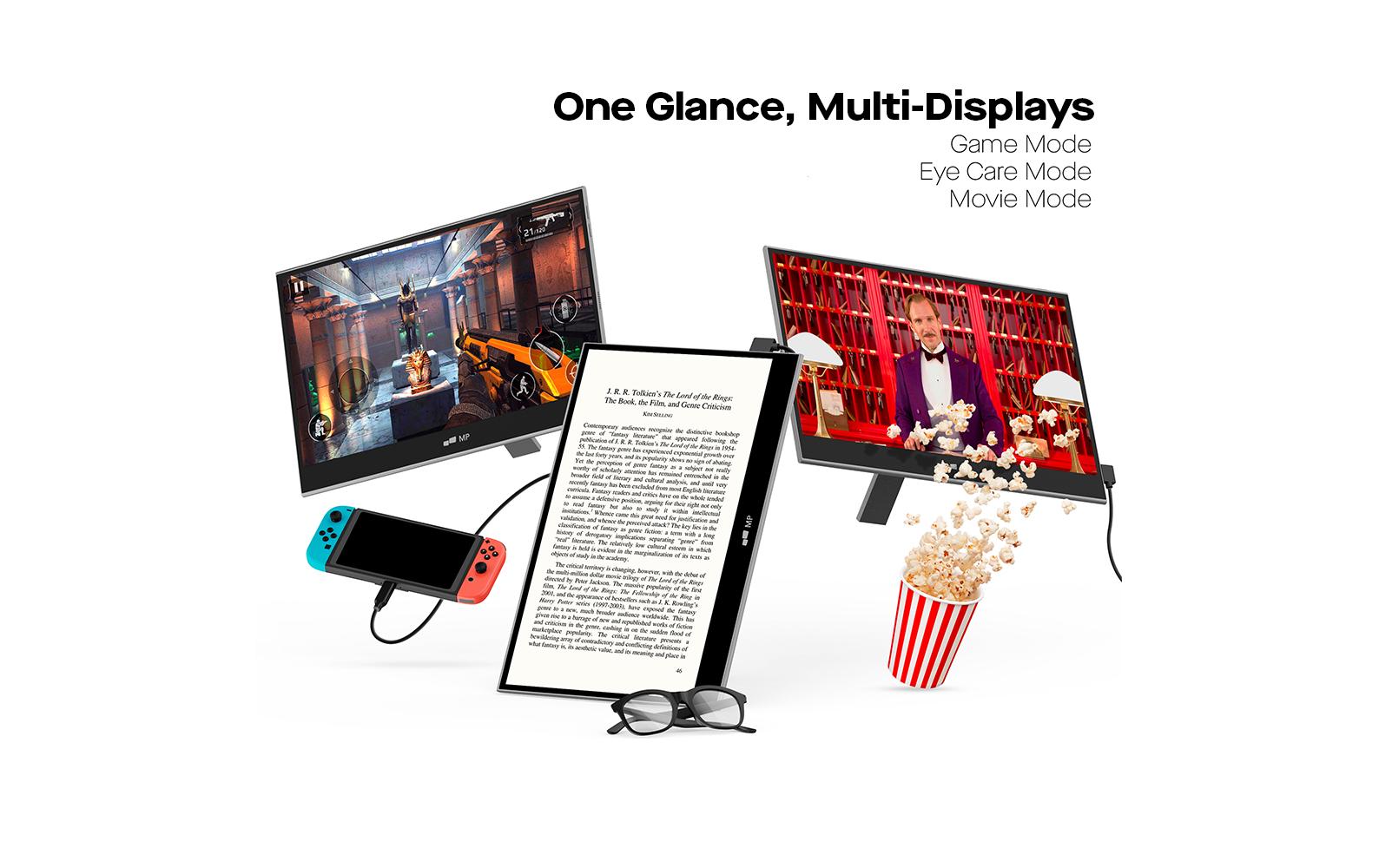 Mobile Pixels Glance Pro – Portabler Monitor, 15,6", USB-C, Mini HDMI, USB-Hub, Lautsprecher, Schwarz