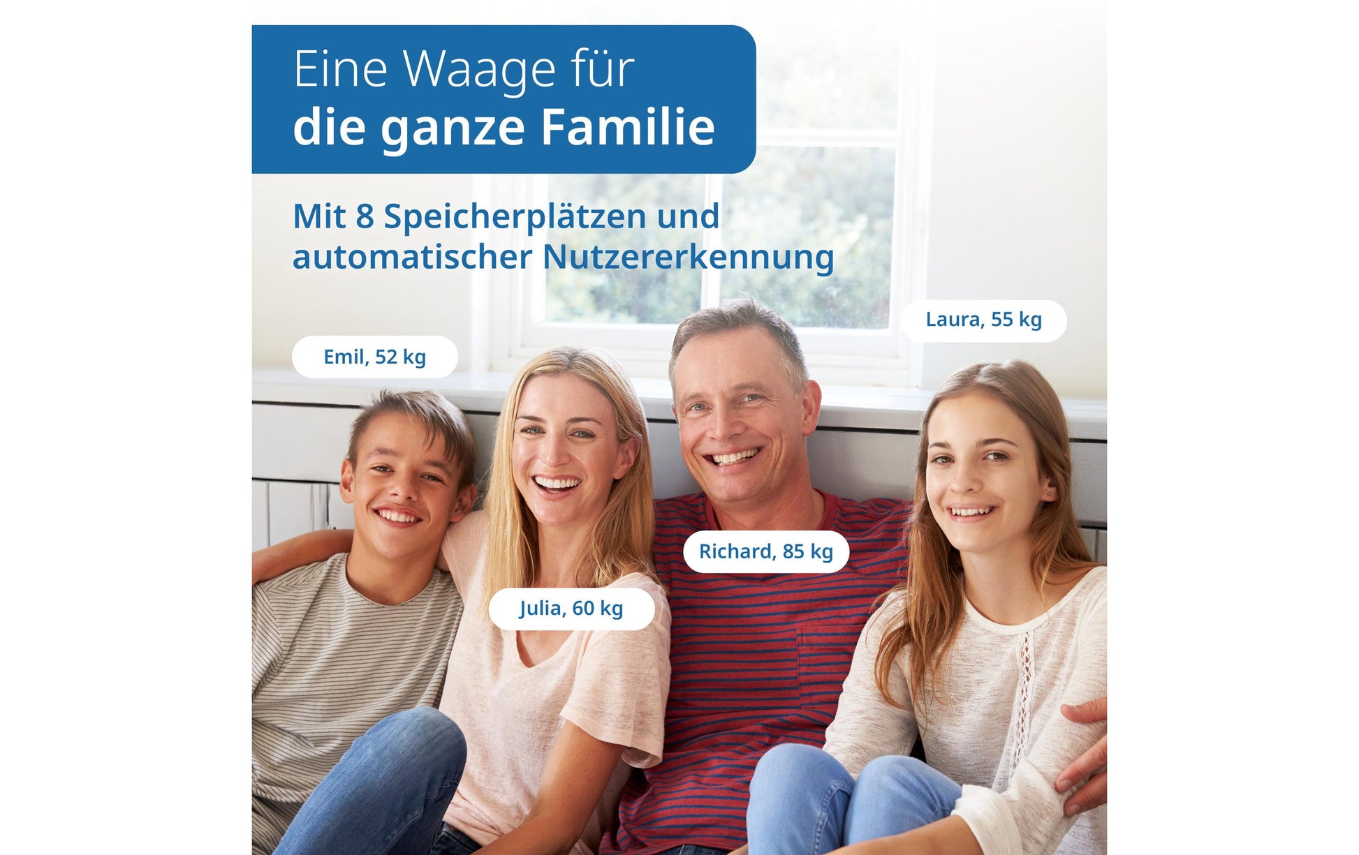 ADE Digitale Körperanalysewaage Emmy – Körperwasser – 200 kg – Dunkelblau