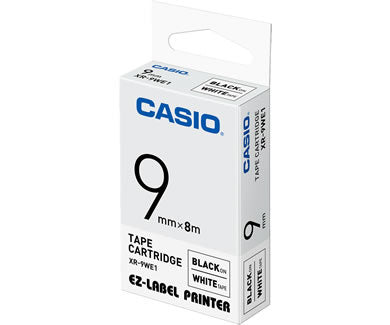 Casio Schriftband – 9 mm × 8 m, weiss, schwarz – XR