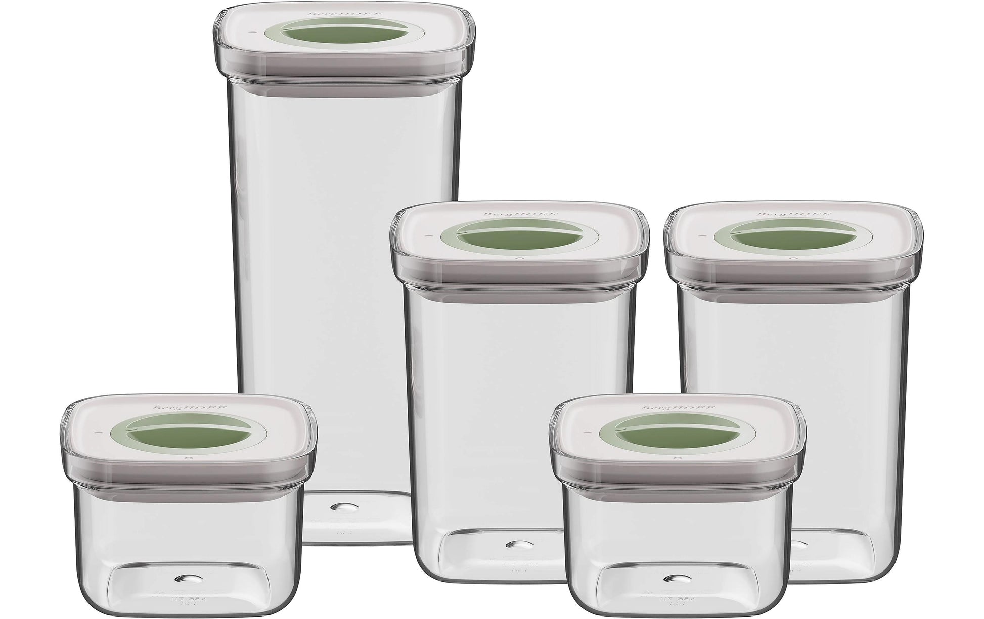 BergHOFF Vorratsdose 4,4 l, Kunststoff (SAN), transparent/grün, 5-teilig