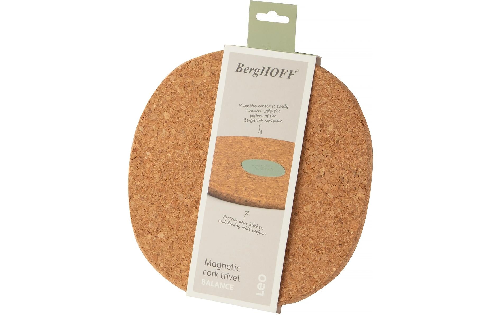 BergHOFF Leo – Untersetzer Ø 18,5 × 1,1 cm, Kork, Braun, Magnetisch