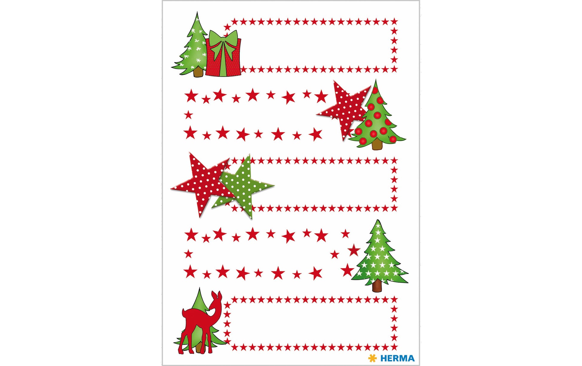 HERMA Schmucketiketten Decor Weihnachten – 84 × 120 mm – mehrfarbig – 10 Stk.