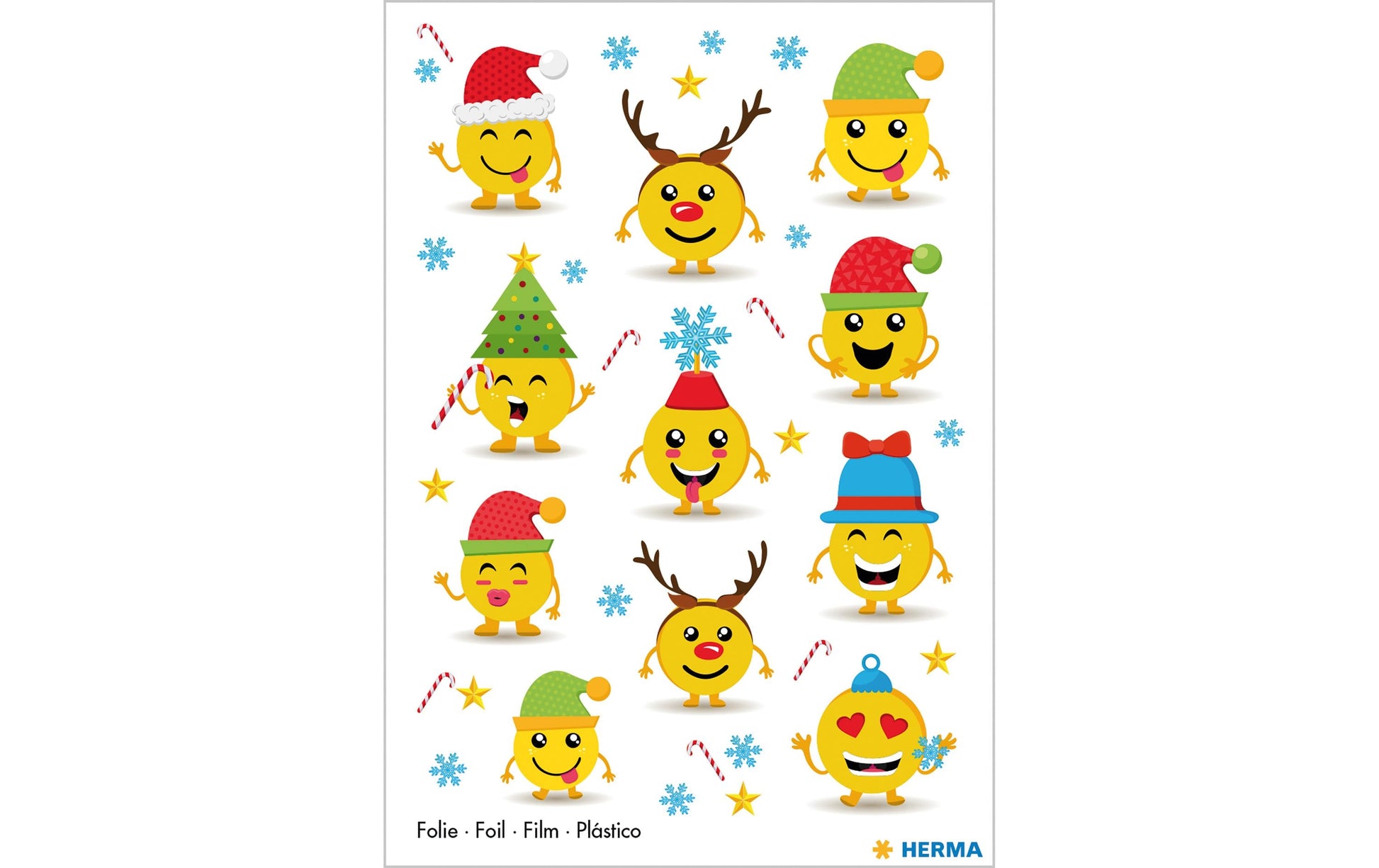 HERMA Schmucketiketten – Weihnachtsemojis – 11 Stück – permanent
