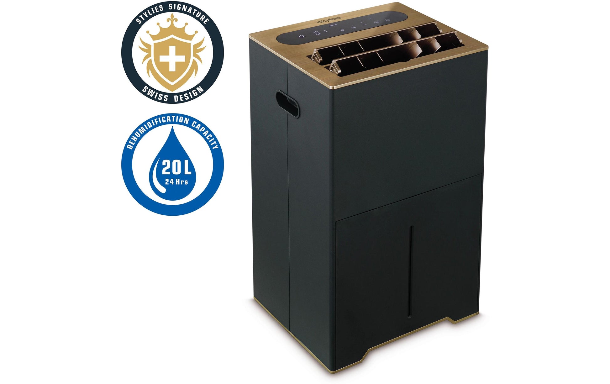 Stylies by koenig Luftentfeuchter Mercure – 20 L/24 h, bis 90 m², Tank 3,8 l, Hygrostat