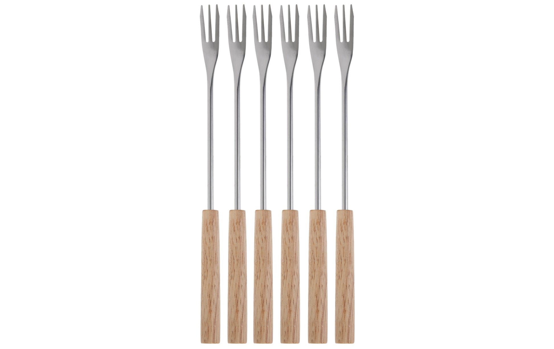 Cocon Fonduegabel 26 cm, 6er-Set, Edelstahl, Holzgriff, Silber/Braun
