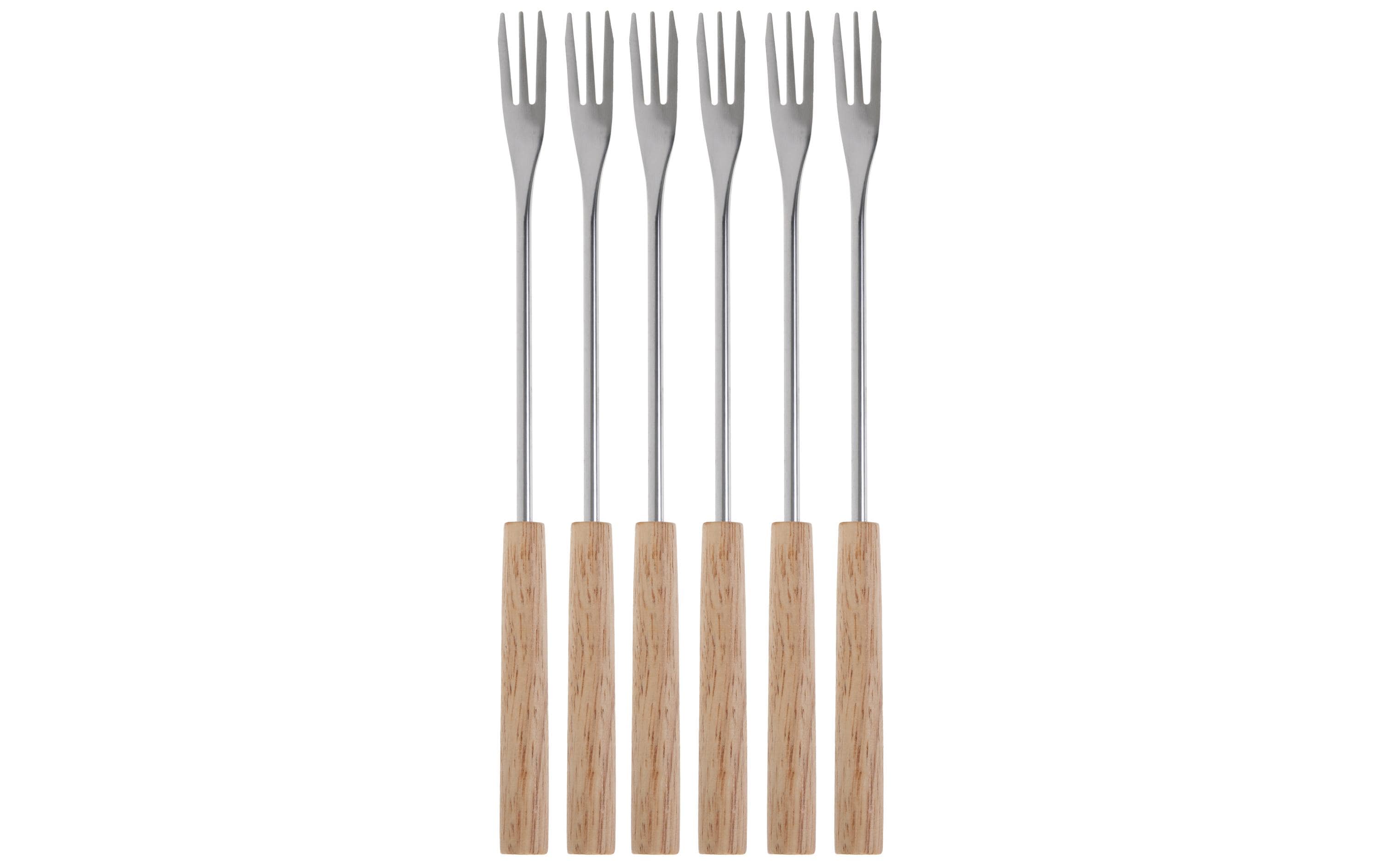 Cocon Fonduegabel 26 cm, 6er-Set, Edelstahl, Holzgriff, Silber/Braun