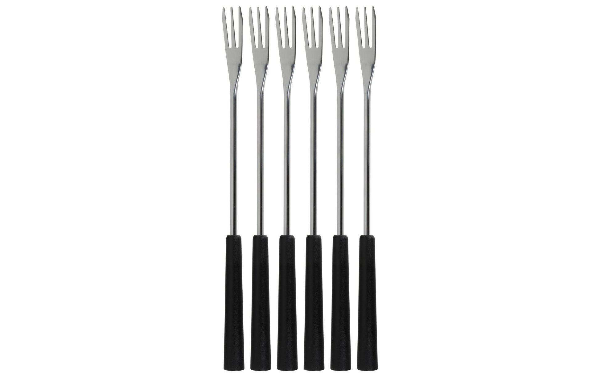 Cocon Fonduegabeln – 6er-Set, 26 cm, Edelstahl, Kunststoffgriff, Schwarz, für Käsefondue