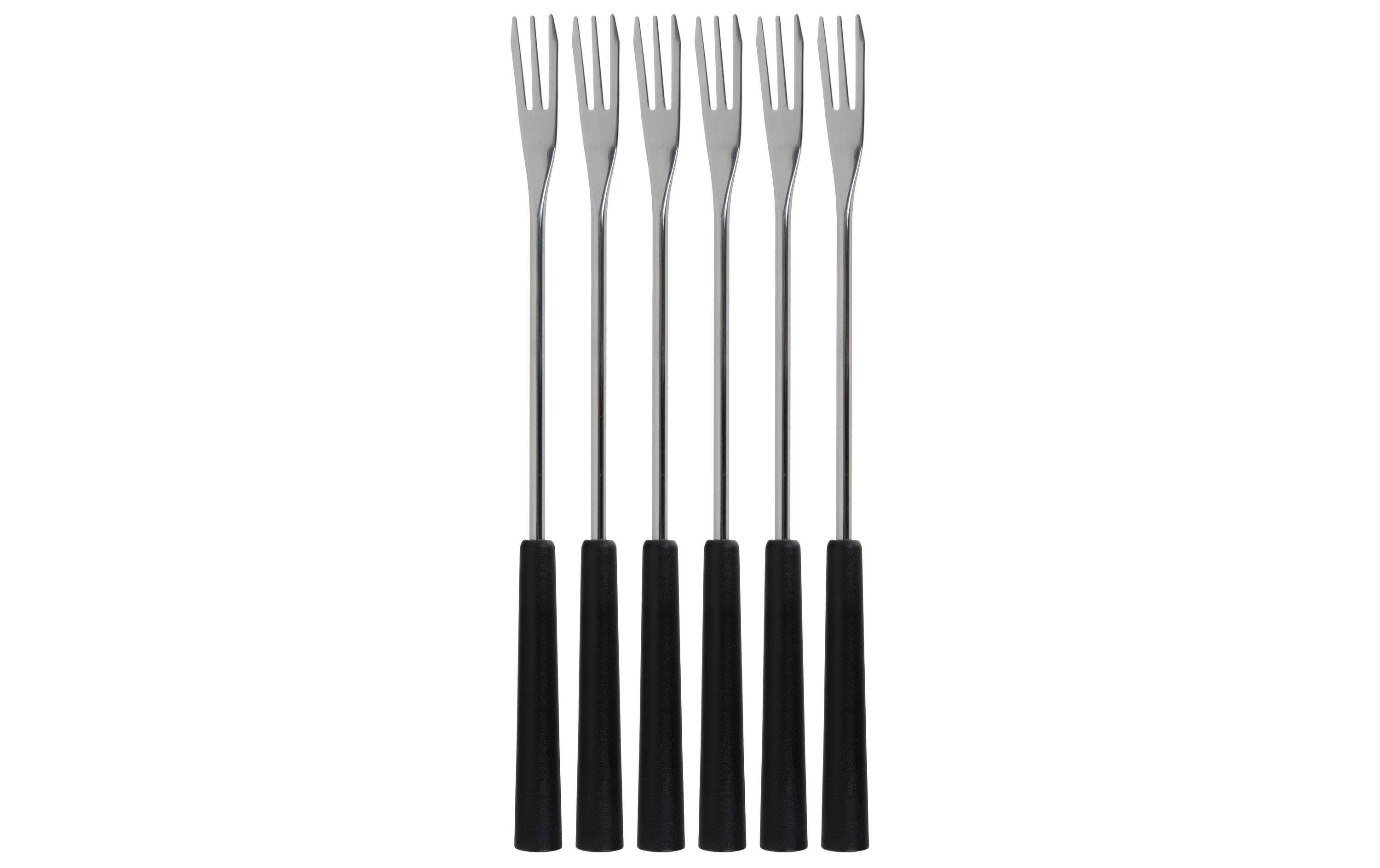Cocon Fonduegabeln – 6er-Set, 26 cm, Edelstahl, Kunststoffgriff, Schwarz, für Käsefondue
