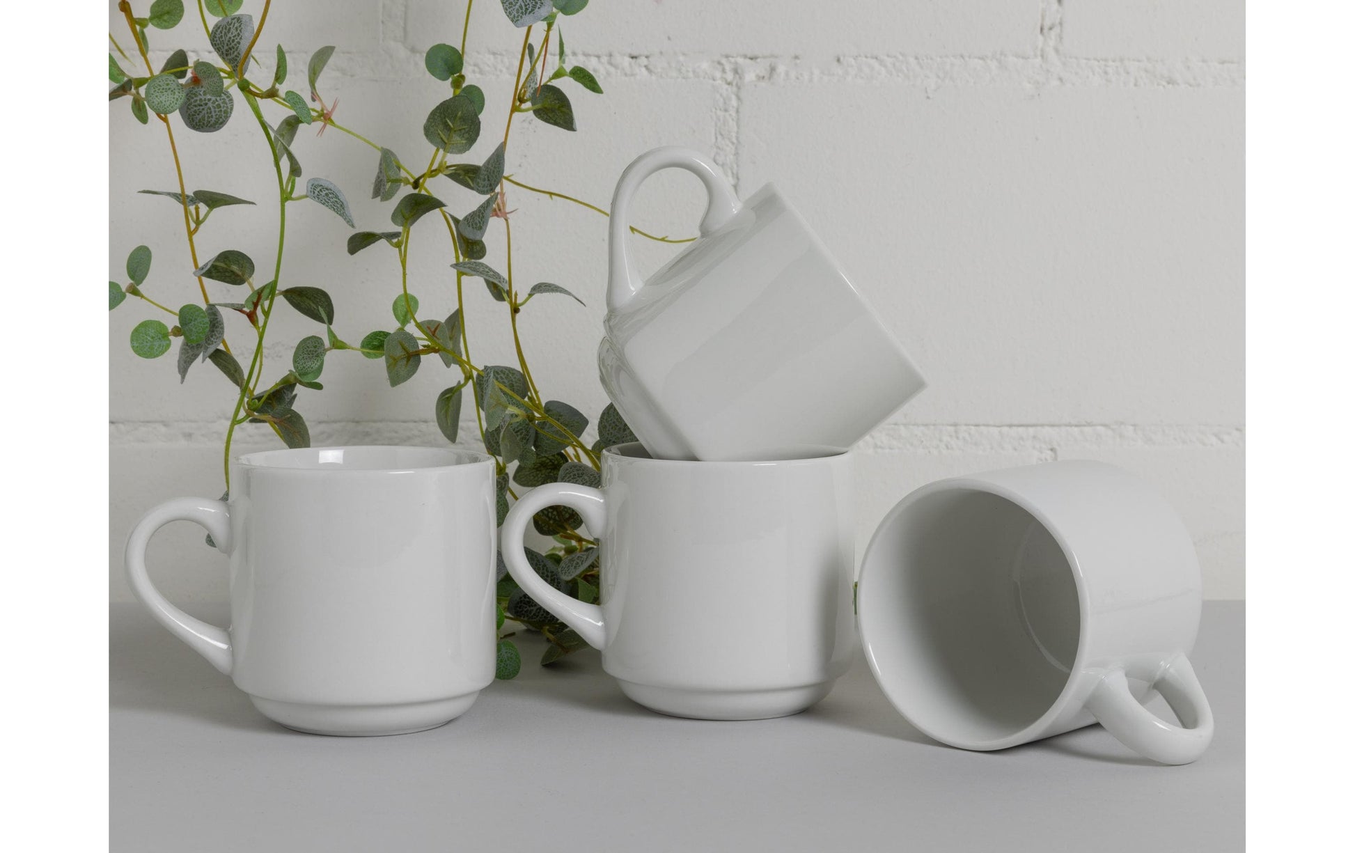Cocon Kaffeetassen – 4er Set, 320 ml, H 9,0 cm, Porzellan, Weiss, spülmaschinenfest, mikrowellengeeignet