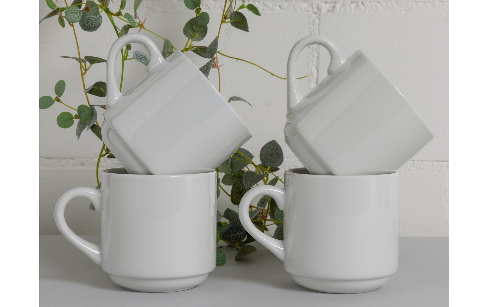 Cocon Kaffeetassen – 4er Set, 320 ml, H 9,0 cm, Porzellan, Weiss, spülmaschinenfest, mikrowellengeeignet