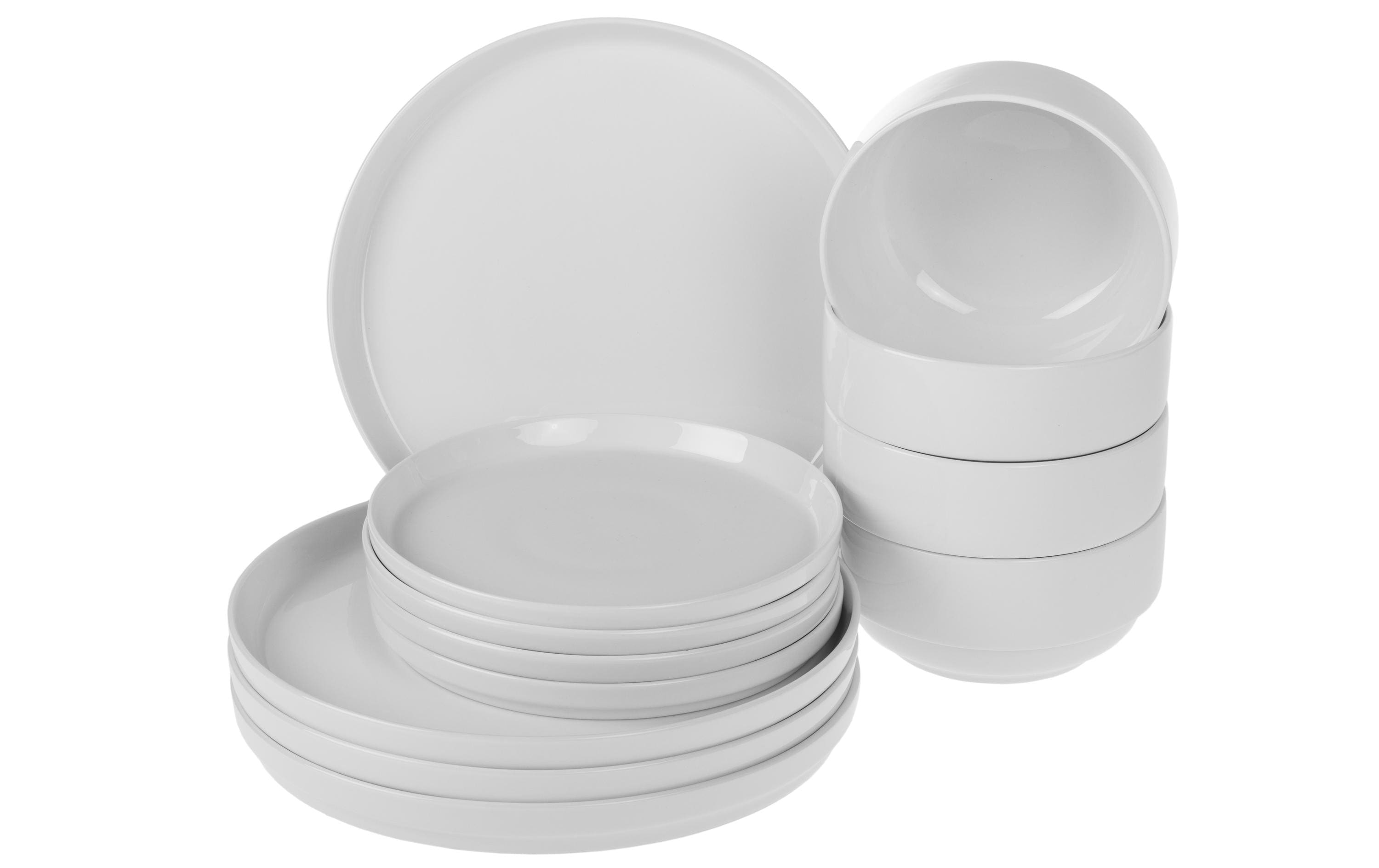Cocon Speise-Service – Set 12-teilig, Porzellan, Weiss, spülmaschinenfest, mikrowellengeeignet