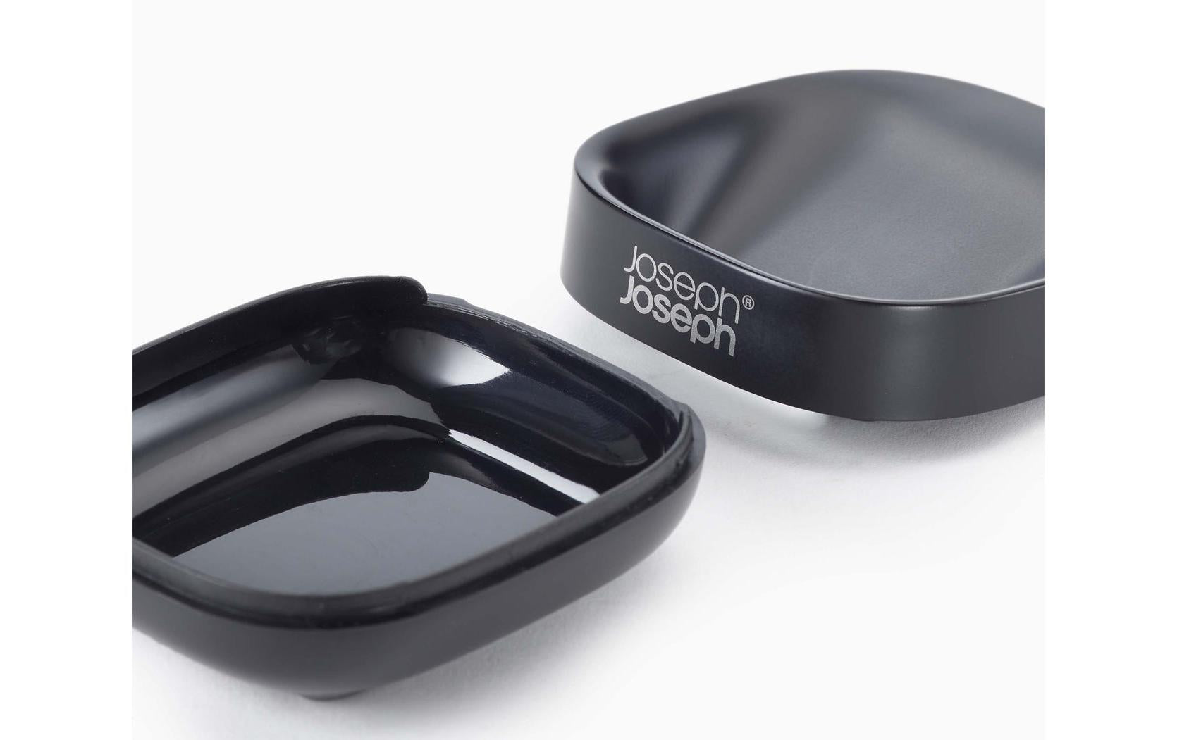 Joseph Joseph Seifenschale Slim Compact – Porzellan, 7,1×8,4×3,6 cm, Schwarz, rechteckig