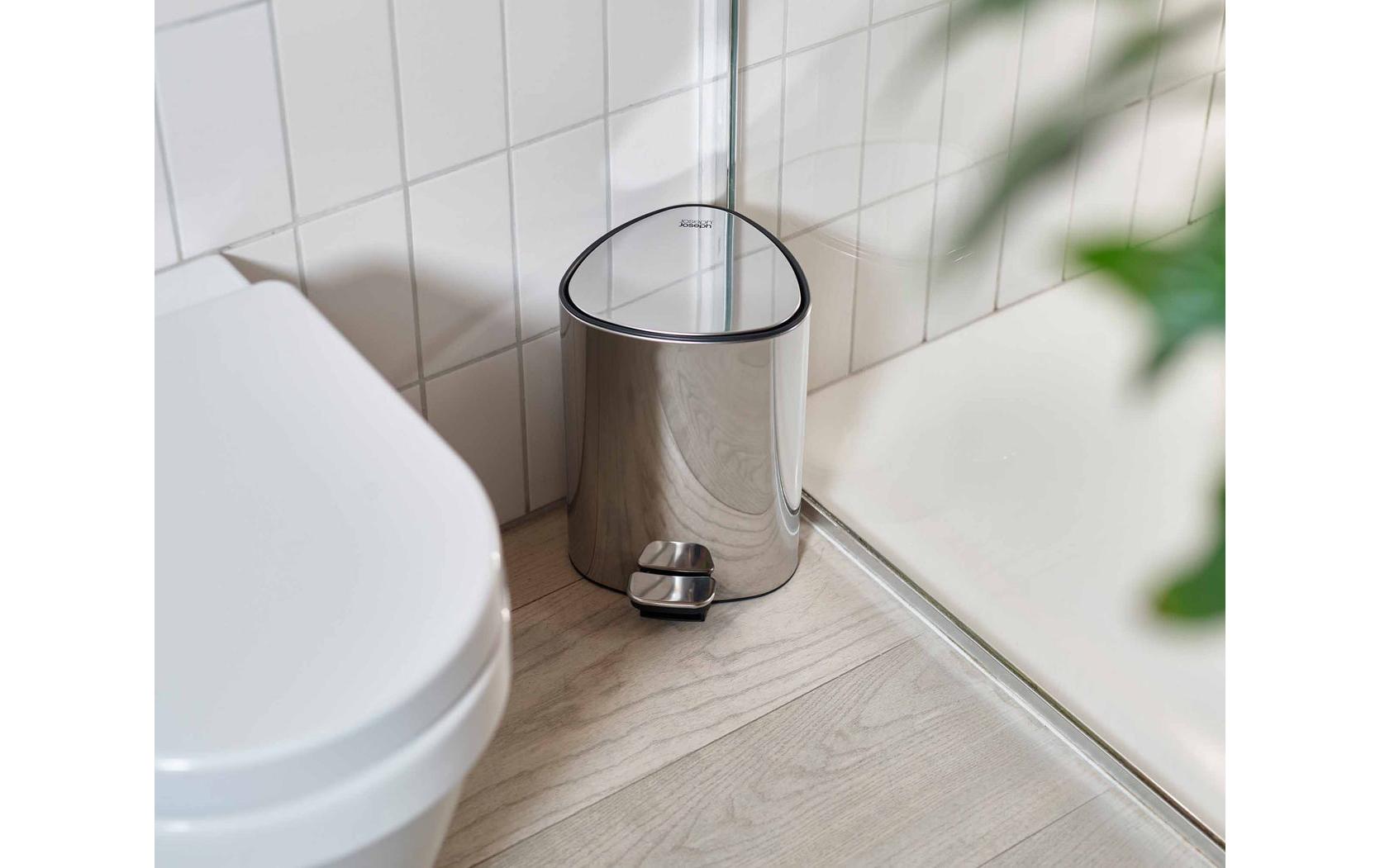Joseph Joseph Kosmetikeimer EasyStore – 5 l – Edelstahl, rund – Soft-Close, mit Innenkübel