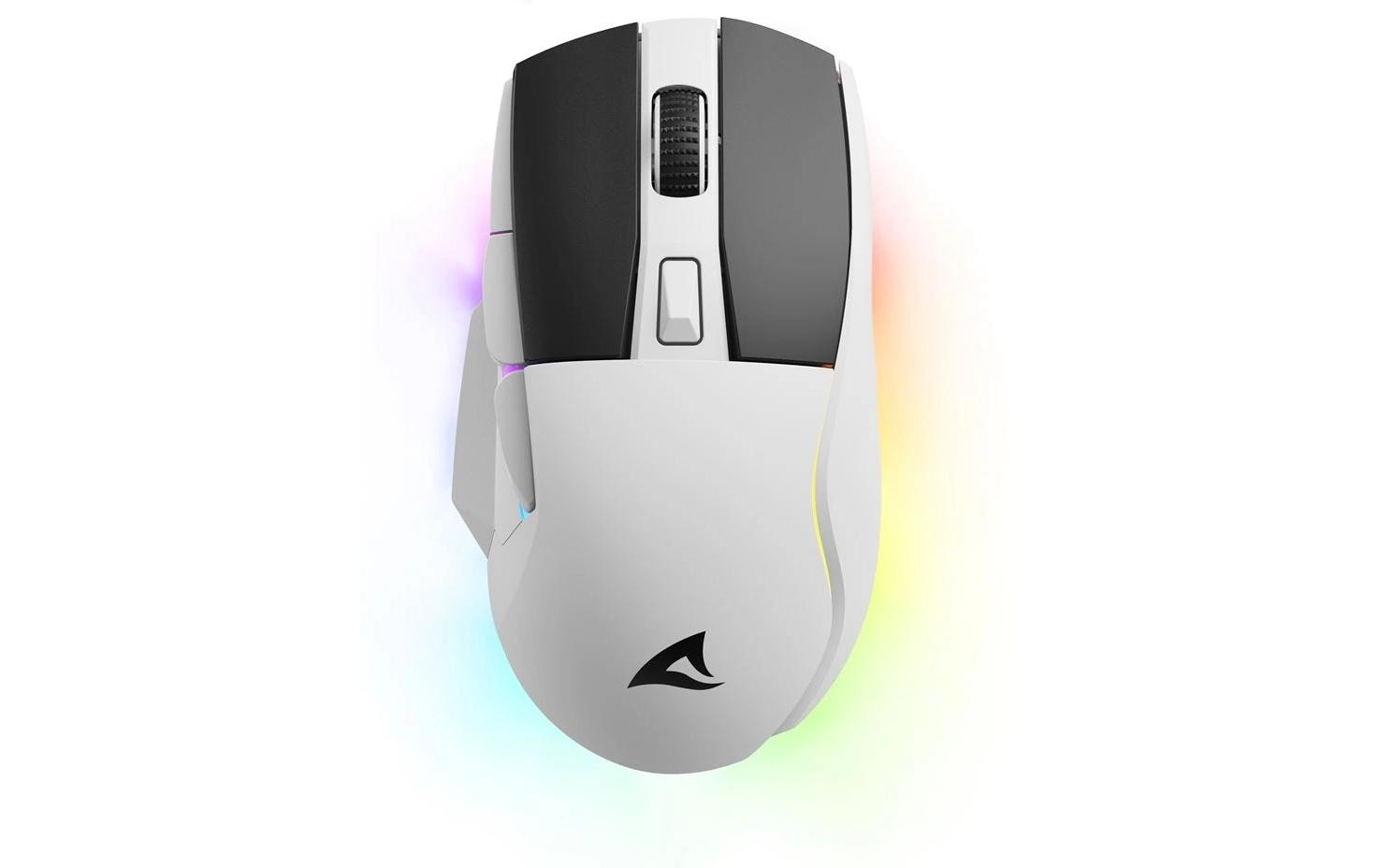 R-Go Tools Sharkoon SKILLER SGM50W – Gaming-Maus – Kabellos (2,4 GHz), 6400 DPI, RGB-Beleuchtung, Rechtshänder, Weiss