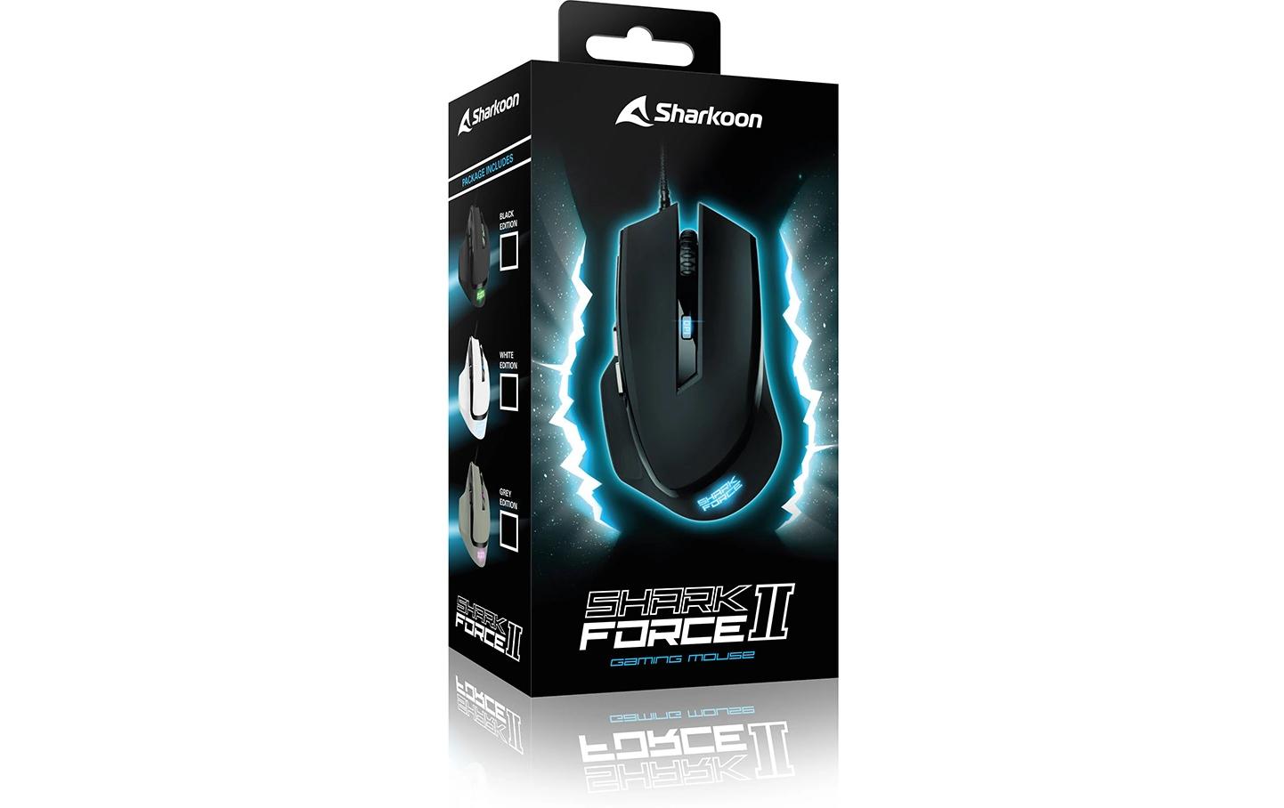 Sharkoon SHARK Force II – Gaming-Maus – Kabelgebunden (USB-A), 4200 DPI, RGB-Beleuchtung, rechts, Schwarz