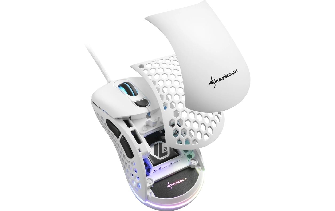 Sharkoon Light 200 – Gaming-Maus – Kabelgebunden (USB‑A), 16000 DPI, Beidhändig, Weiss