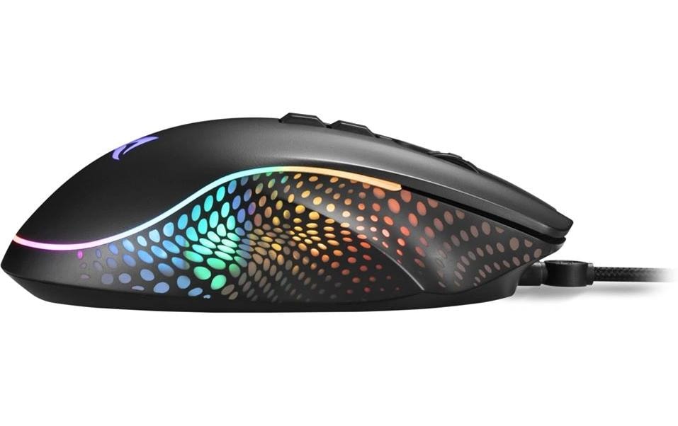 R-Go Tools Sharkoon SHARK Force 3 – Gaming-Maus – Kabelgebunden (USB‑A), 12800 DPI, RGB-Beleuchtung, rechts