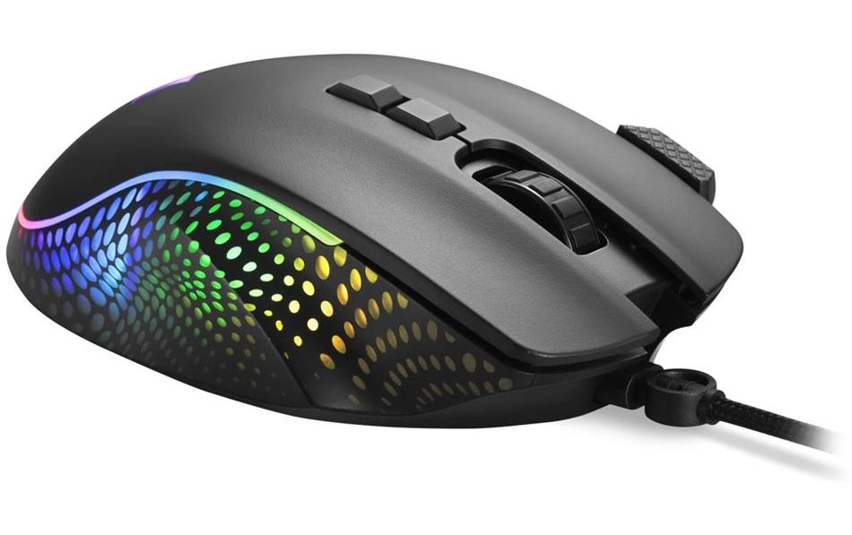 R-Go Tools Sharkoon SHARK Force 3 – Gaming-Maus – Kabelgebunden (USB‑A), 12800 DPI, RGB-Beleuchtung, rechts