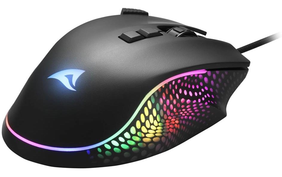 R-Go Tools Sharkoon SHARK Force 3 – Gaming-Maus – Kabelgebunden (USB‑A), 12800 DPI, RGB-Beleuchtung, rechts