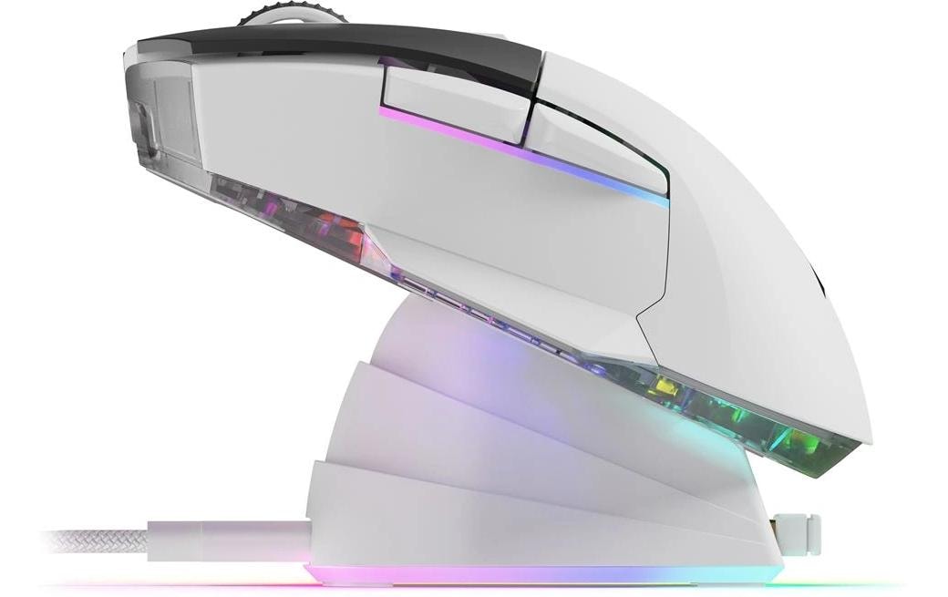 R-Go Tools Sharkoon SKILLER SGM50W – Gaming-Maus – Kabellos (2,4 GHz), 6400 DPI, RGB-Beleuchtung, Rechtshänder, Weiss
