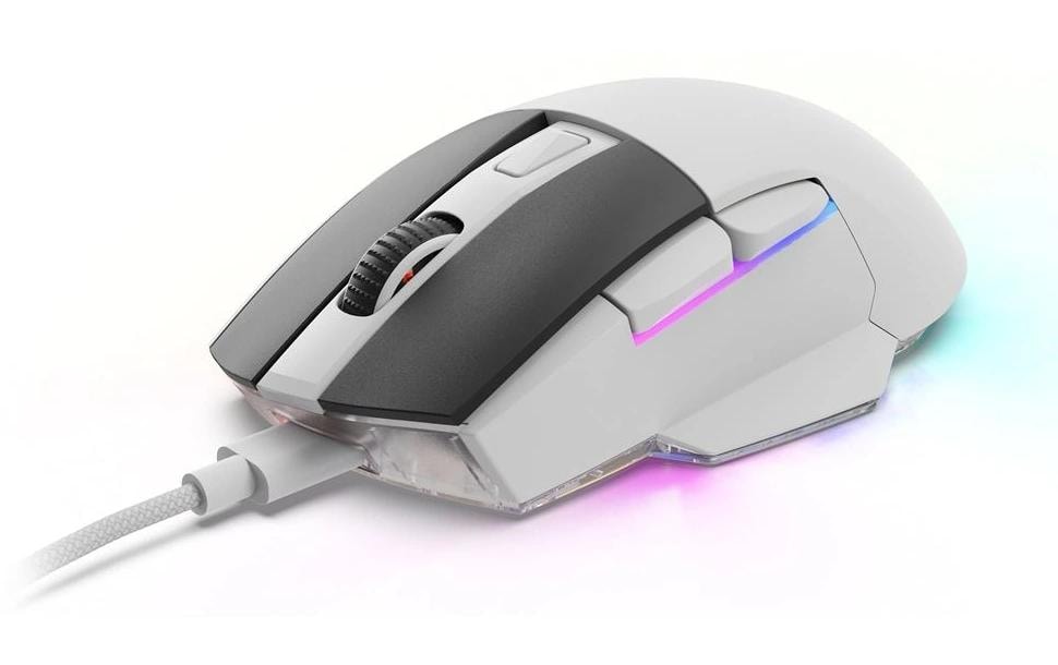 R-Go Tools Sharkoon SKILLER SGM50W – Gaming-Maus – Kabellos (2,4 GHz), 6400 DPI, RGB-Beleuchtung, Rechtshänder, Weiss