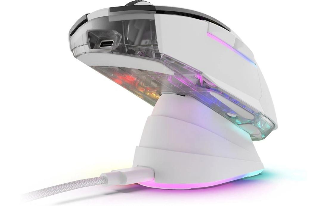 R-Go Tools Sharkoon SKILLER SGM50W – Gaming-Maus – Kabellos (2,4 GHz), 6400 DPI, RGB-Beleuchtung, Rechtshänder, Weiss