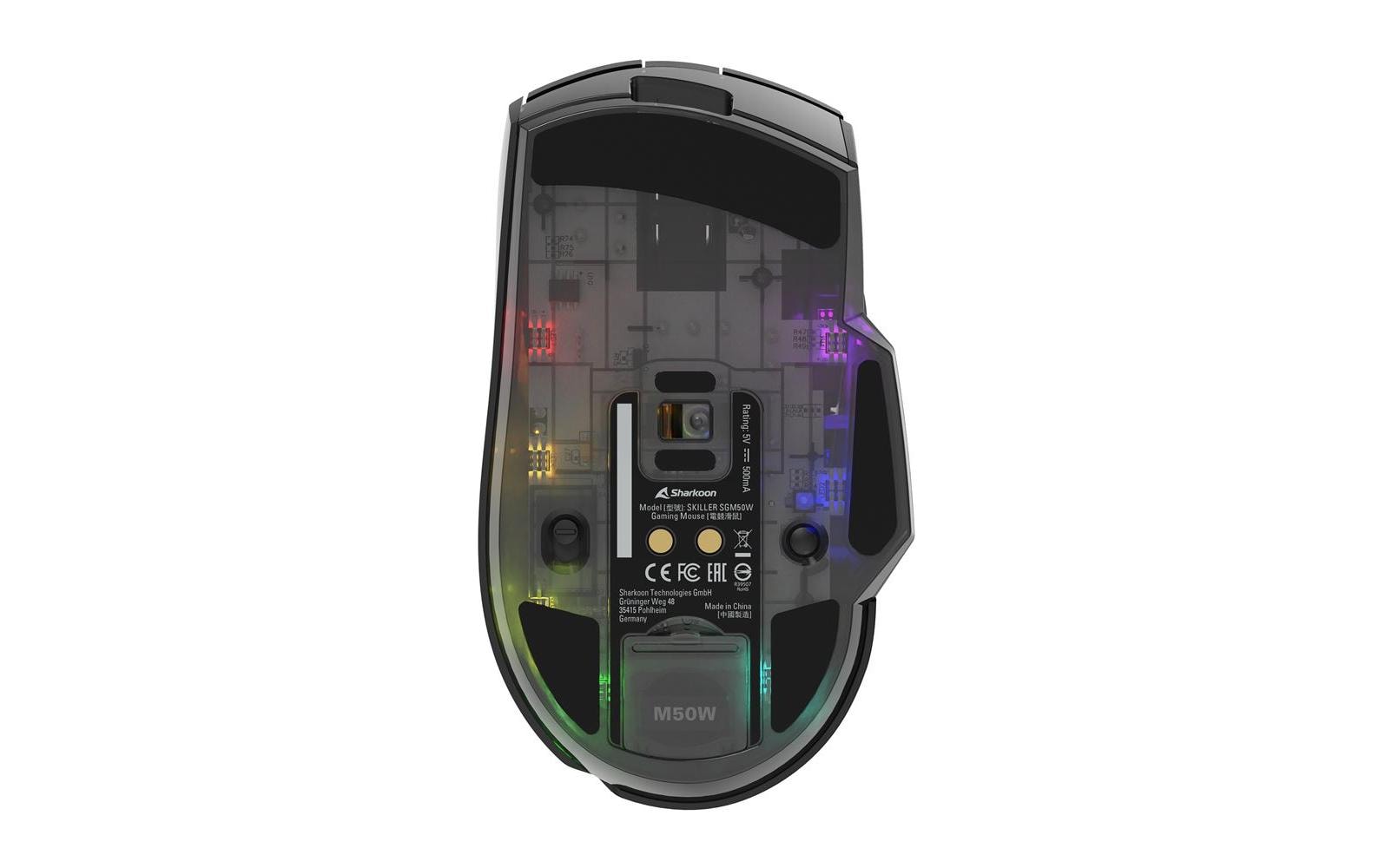 R-Go Tools Sharkoon SKILLER SGM50W – Gaming-Maus – Kabellos (2,4 GHz), 6400 DPI, RGB-Beleuchtung, Rechtshänder, Schwarz