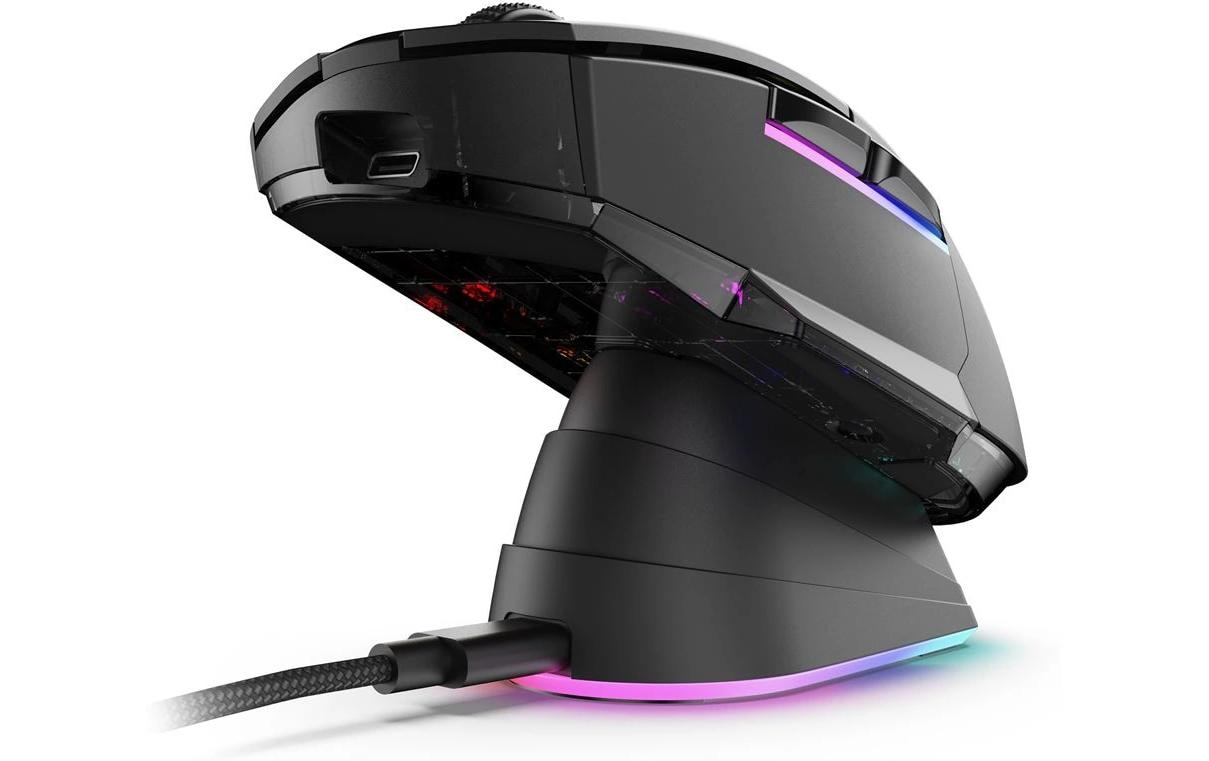R-Go Tools Sharkoon SKILLER SGM50W – Gaming-Maus – Kabellos (2,4 GHz), 6400 DPI, RGB-Beleuchtung, Rechtshänder, Schwarz