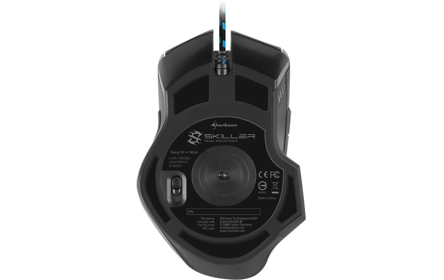 Sharkoon SKILLER SGM1 – Gaming-Maus – Kabelgebunden (USB-A), 10800 DPI, RGB-Beleuchtung, Rechts, Schwarz