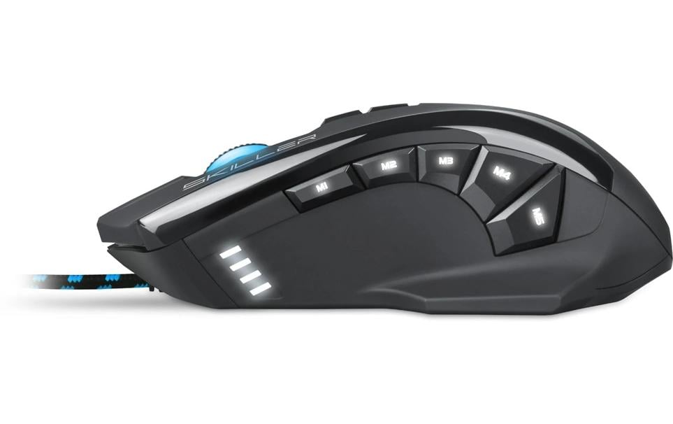 Sharkoon SKILLER SGM1 – Gaming-Maus – Kabelgebunden (USB-A), 10800 DPI, RGB-Beleuchtung, Rechts, Schwarz