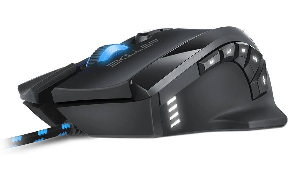 Sharkoon SKILLER SGM1 – Gaming-Maus – Kabelgebunden (USB-A), 10800 DPI, RGB-Beleuchtung, Rechts, Schwarz