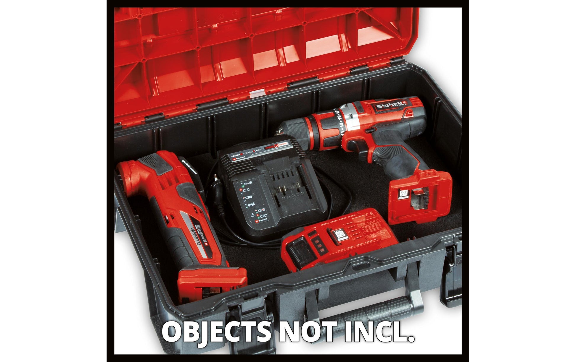 Einhell E-Case Werkzeugkoffer – leer, spritzwassergeschützt, rot, PP, B 444 × H 329,8 × T 131 mm