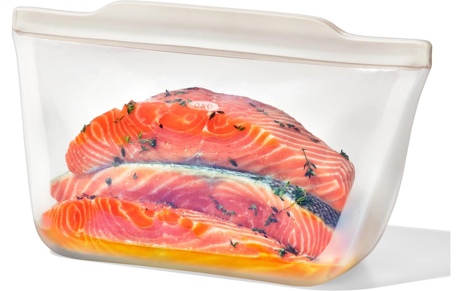 OXO Vorratsdose 1,8 l, 30,5 × 10,7 × 21 cm, Silikon, Transparent/Weiss