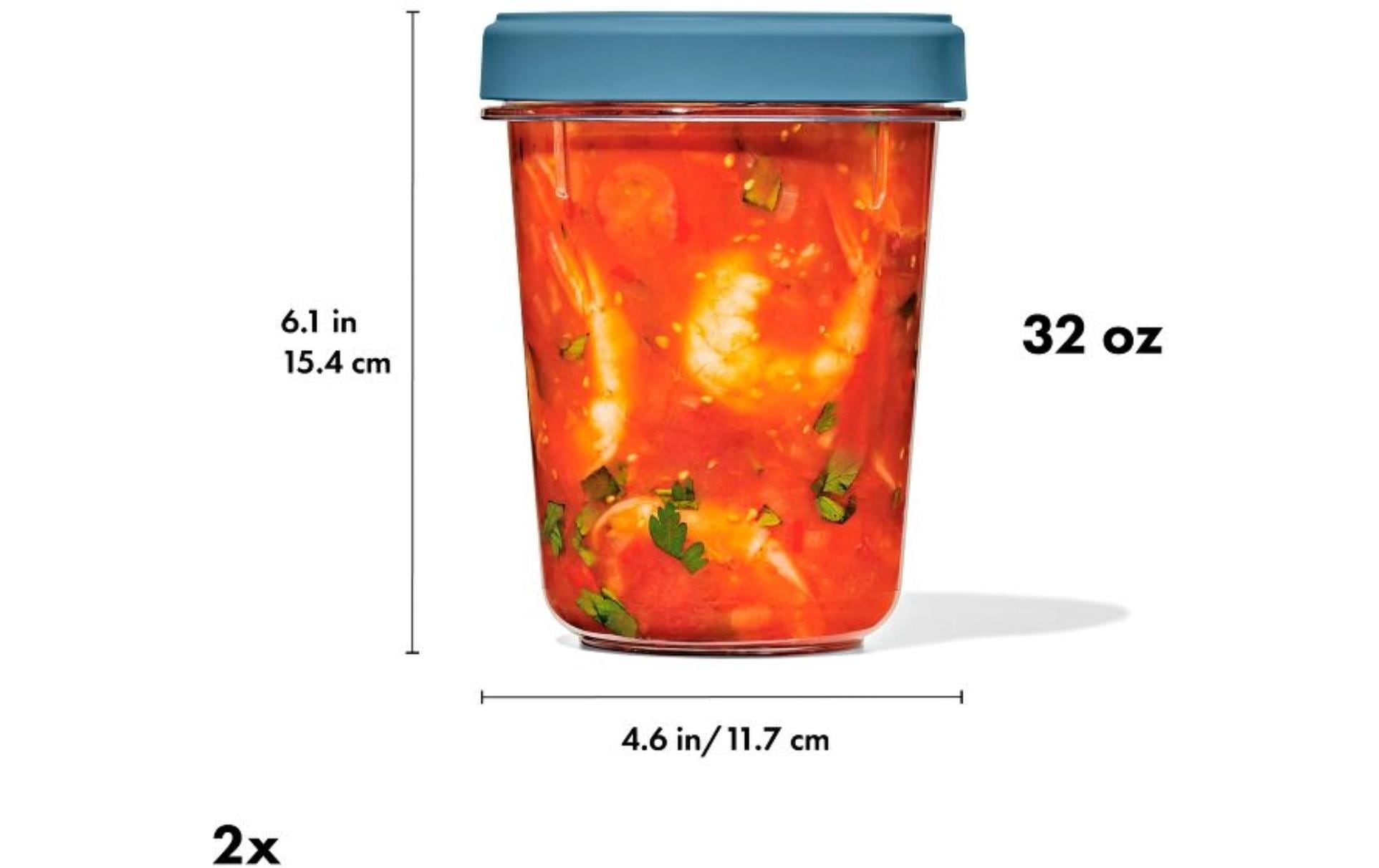 OXO Vorratsdose 900 ml, Ø 11,7 × 15,7 cm, Kunststoff, transparent/blau, 2 Stk.