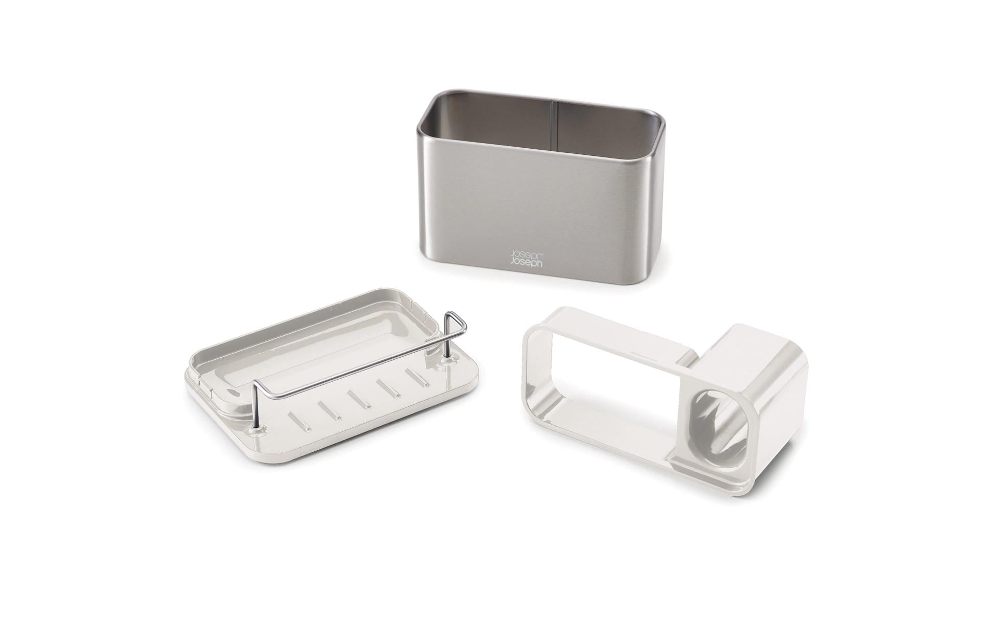 Joseph Joseph – Abtropfgestell 38 × 33 × 17 cm, Edelstahl/Silikon/ABS (recycelt), silber/ecru