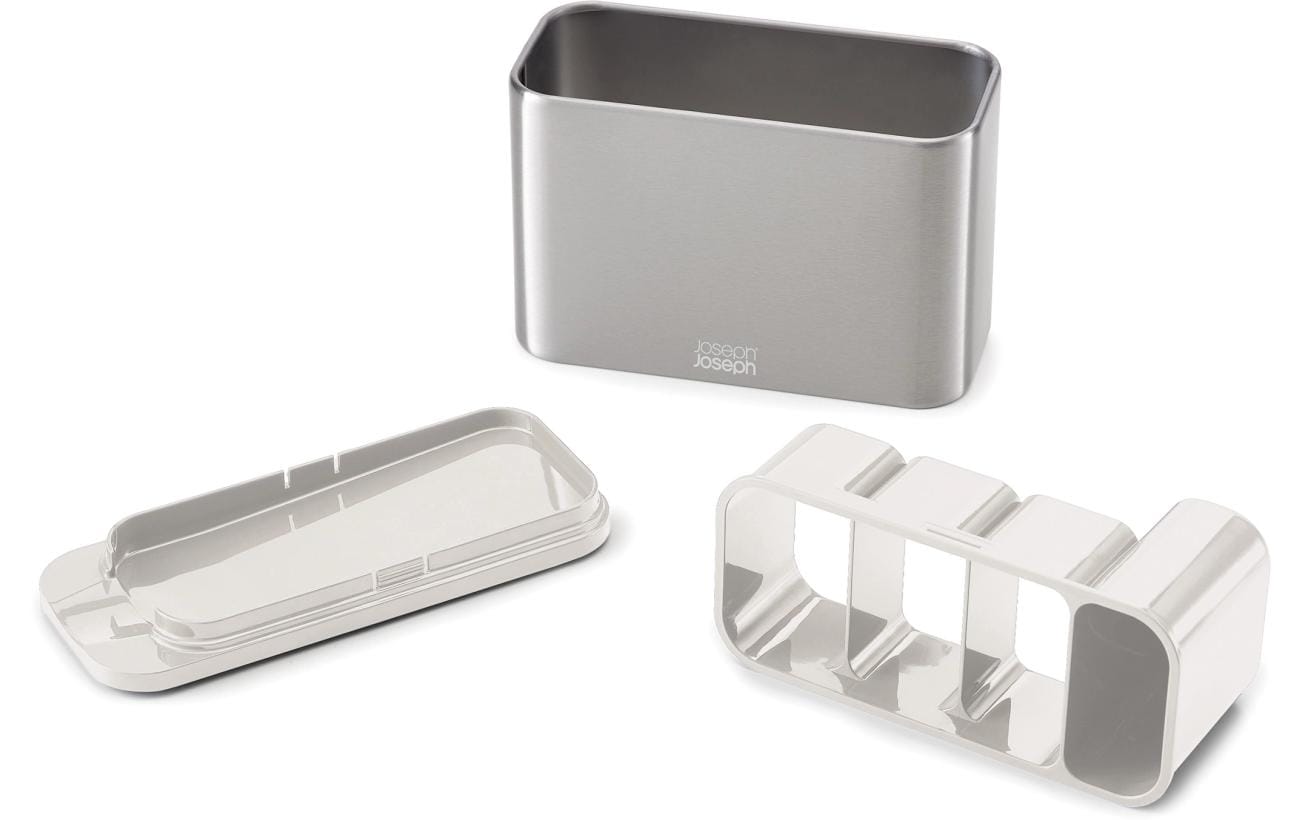 Joseph Joseph – Abtropfgestell 38 × 33 × 17 cm, Edelstahl/Kunststoff, mit Besteckhalter, Silber