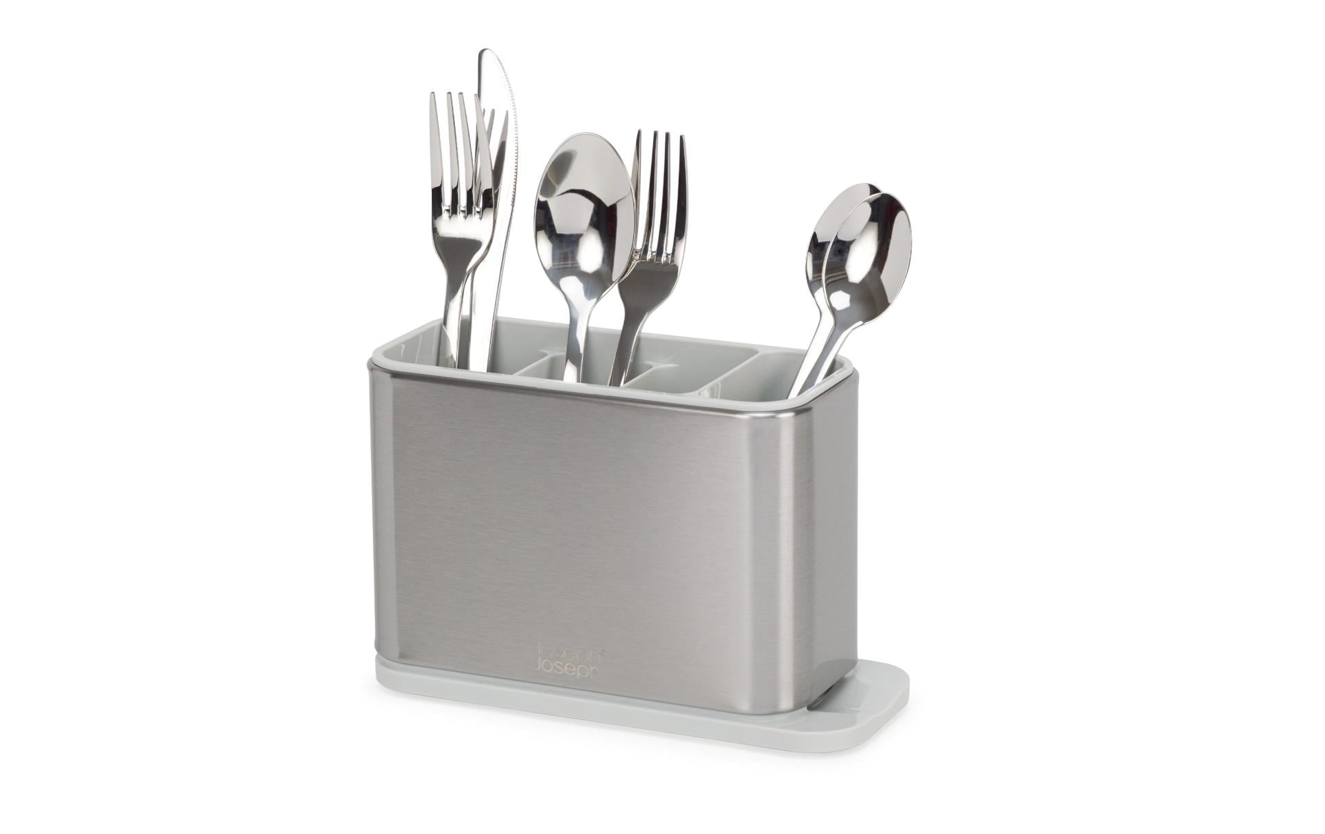 Joseph Joseph – Abtropfgestell 38 × 33 × 17 cm, Edelstahl/Kunststoff, mit Besteckhalter, Silber