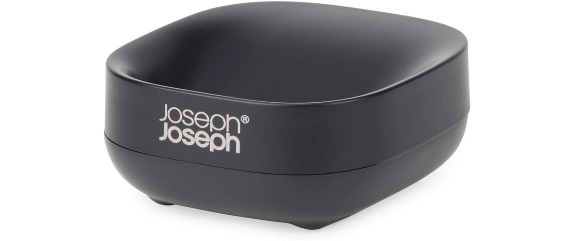 Joseph Joseph Seifenschale Slim Compact – Porzellan, 7,1×8,4×3,6 cm, Schwarz, rechteckig