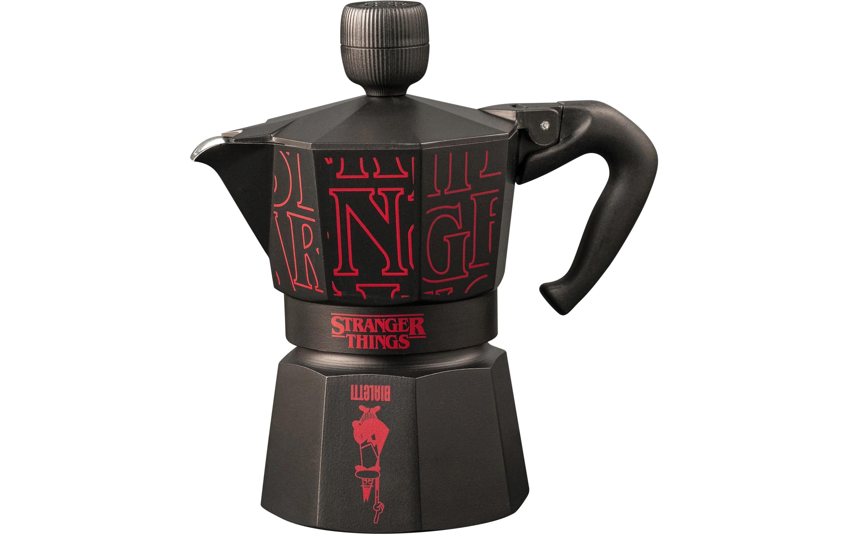 Bialetti Stranger Things Moka Express French Press / Kaffeebereiter – 3 Tassen, schwarz, Edelstahl