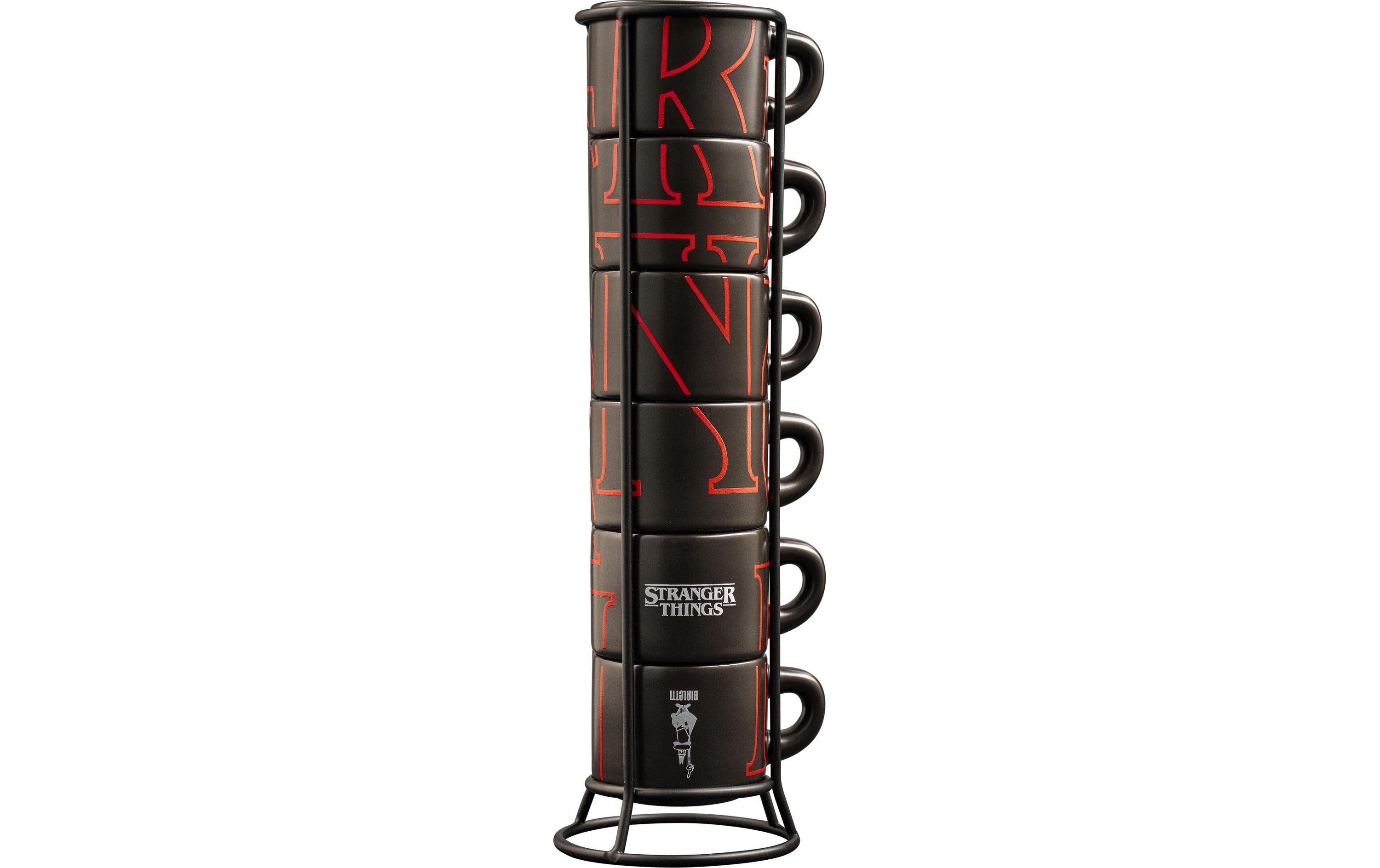 Bialetti Espressotassen Stranger Things – 6er Set, 80 ml, Keramik, Schwarz/Rot