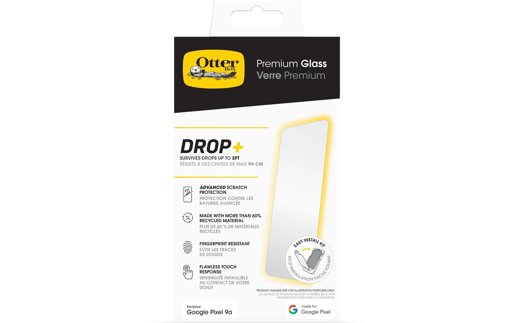 OtterBox Displayschutzglas – für Google Pixel 9a – Transparent – Gehärtetes Glas, Kratzfest