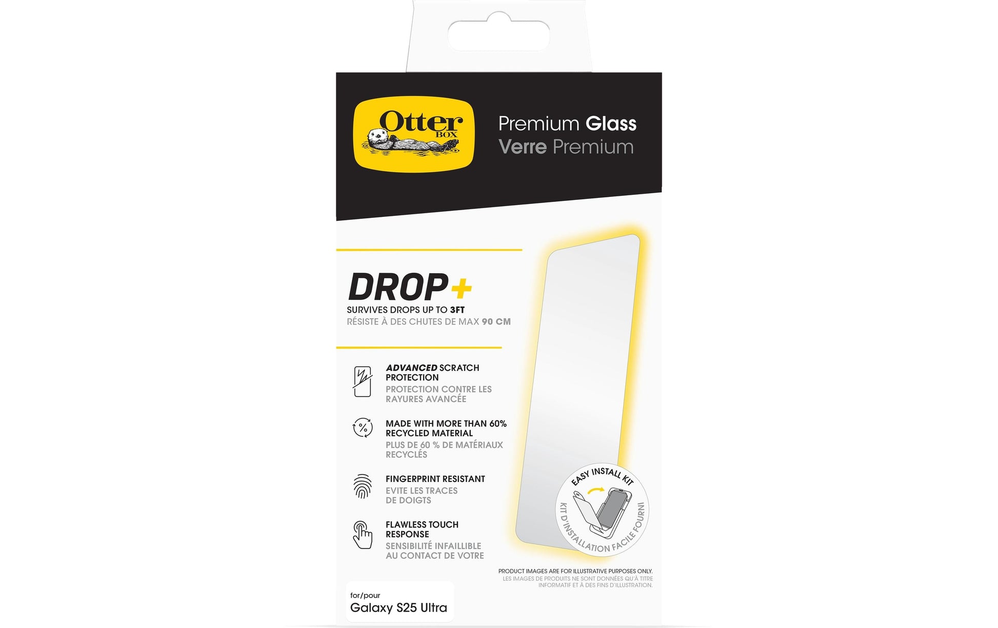 OtterBox Displayschutzfolie – für Samsung Galaxy S25 Ultra, Glas, Transparent