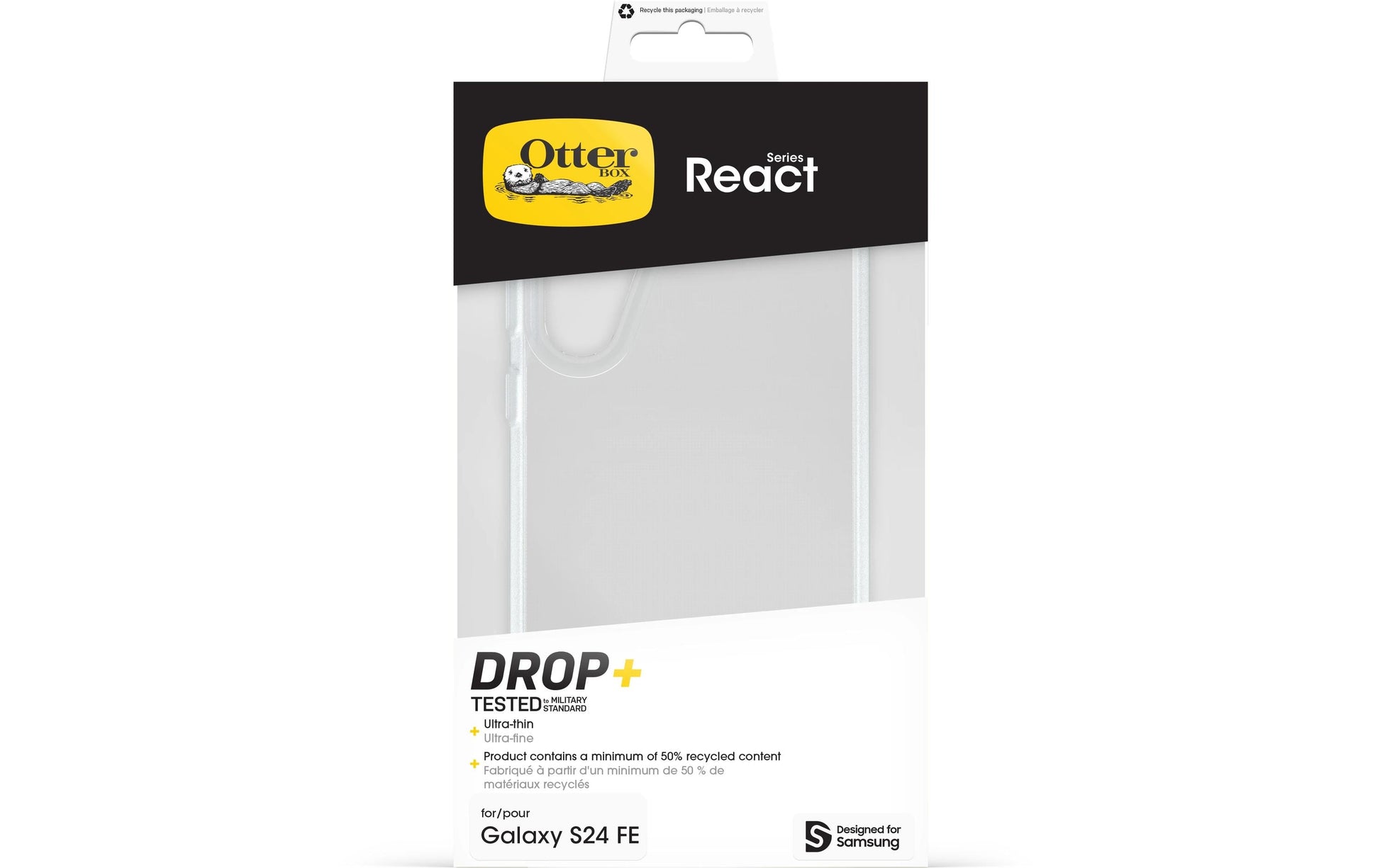 OtterBox React – Backcover – für Samsung Galaxy S24 FE, Kunststoff, Transparent