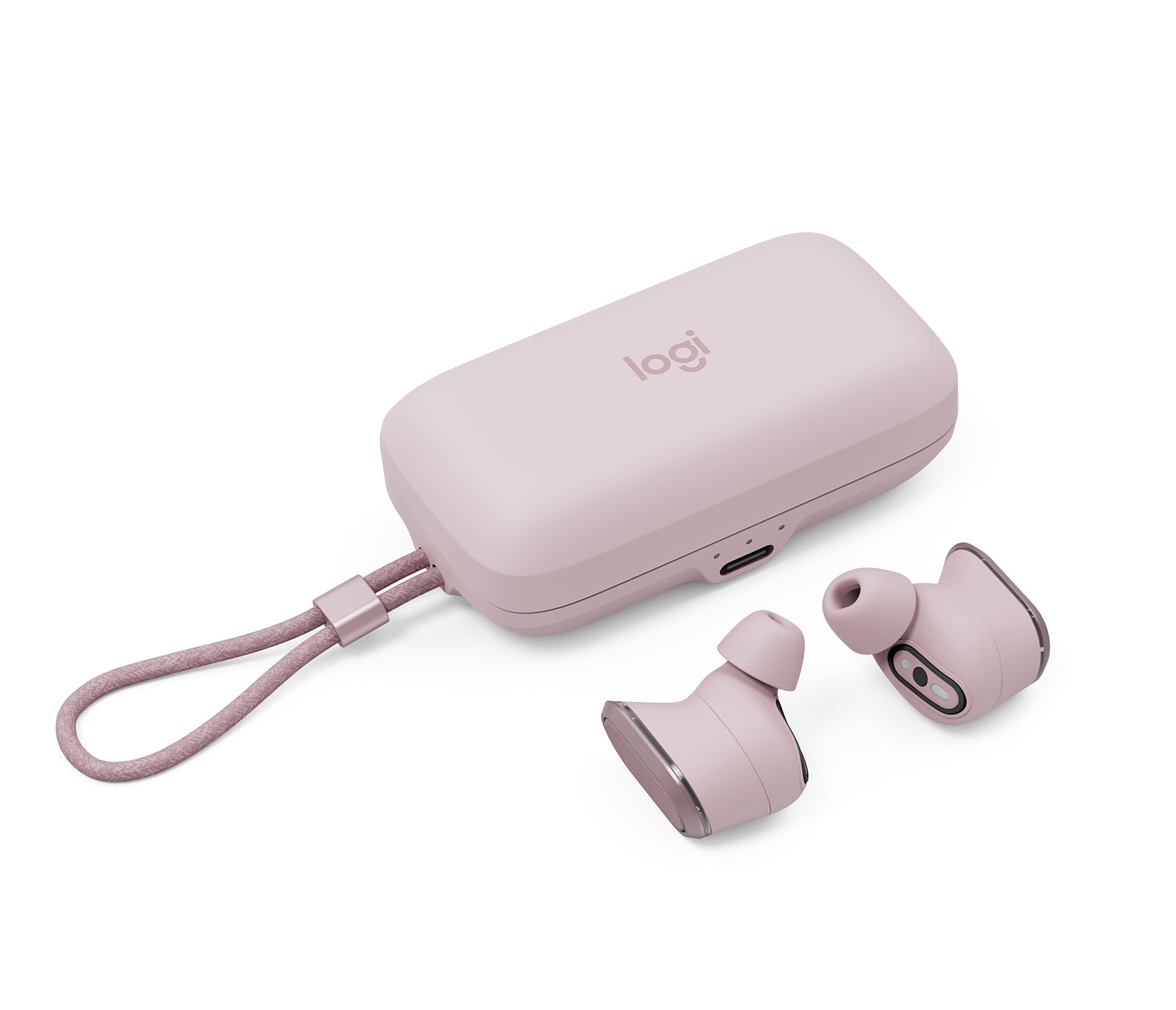 Logitech Zone True Wireless TWS In-Ear – Stereo, ANC, mit USB-A-Dongle, Qi-Ladecase, Pink, BT 5.0